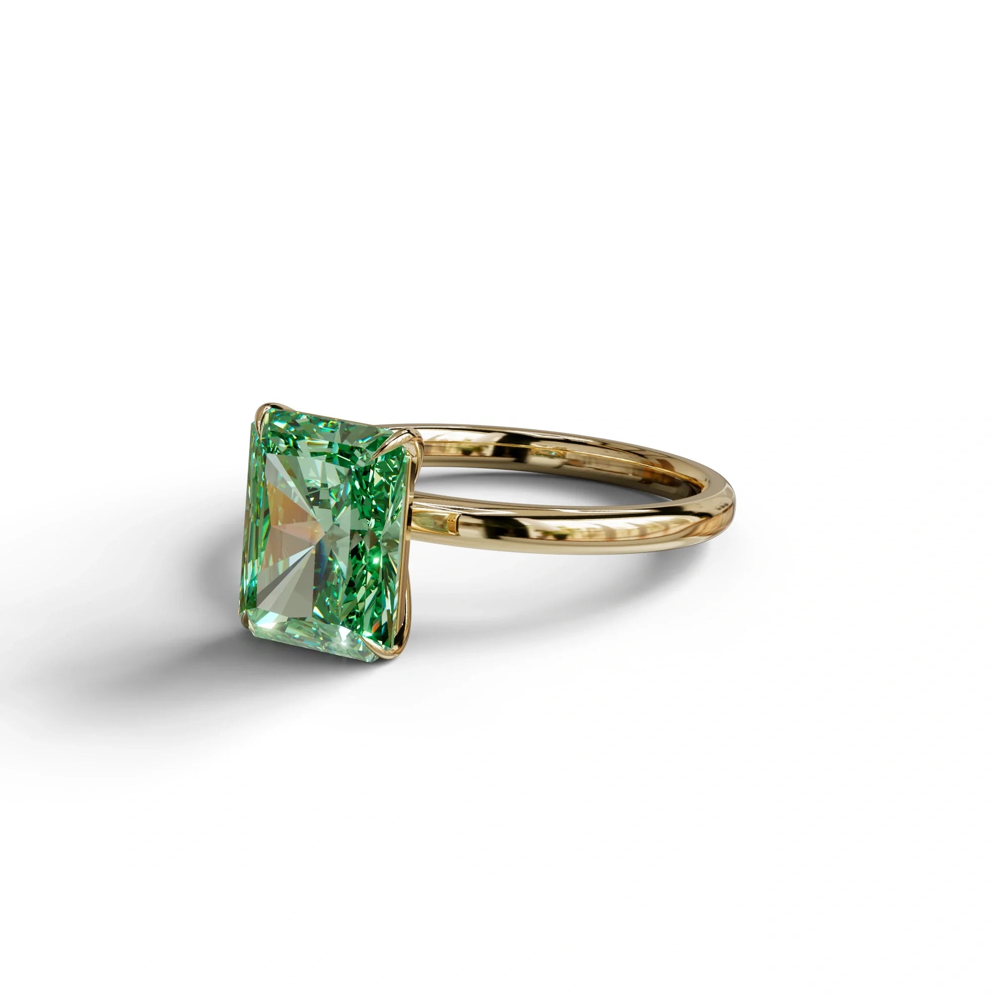 Green Radiant Cut Solitaire Lab Grown Diamond Engagement Ring - Papilia