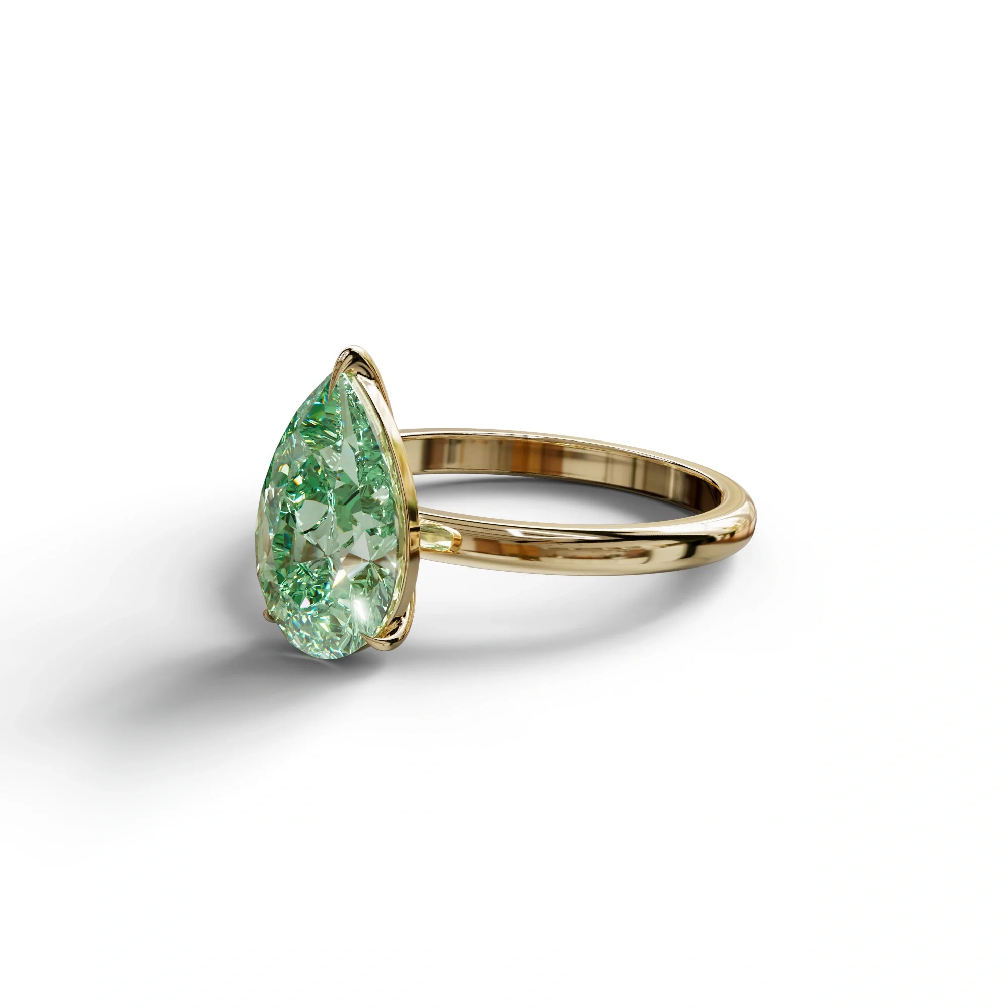 Green Pear Cut Solitaire Lab Grown Diamond Engagement Ring - Maniola