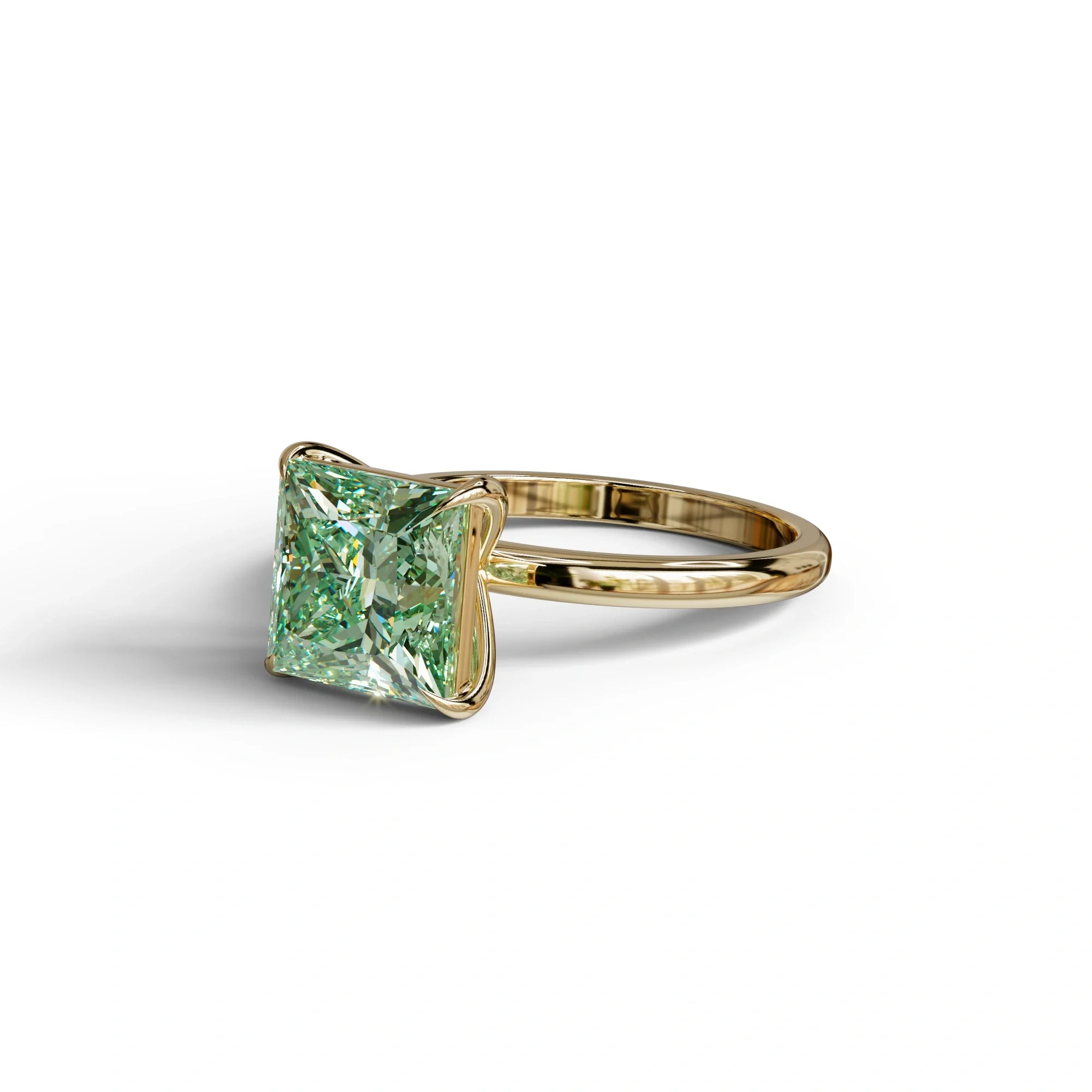 Green Princess Cut Solitaire Lab Grown Diamond Engagement Ring - Speyeria