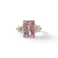4 Carat Pink Lab Grown Diamond Engagement Ring – Radiant Cut Three Stone | Tacor