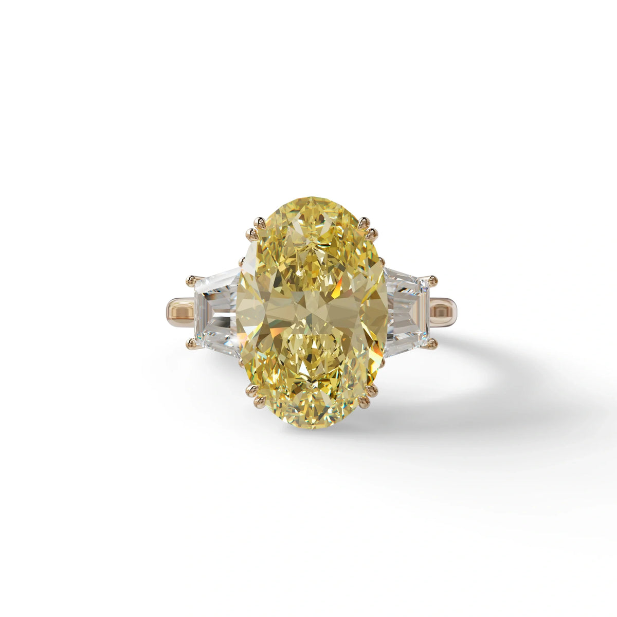 5 Carat Yellow Lab Grown Diamond Engagement Ring · Oval Cut Three Stone | Solstice - view 2