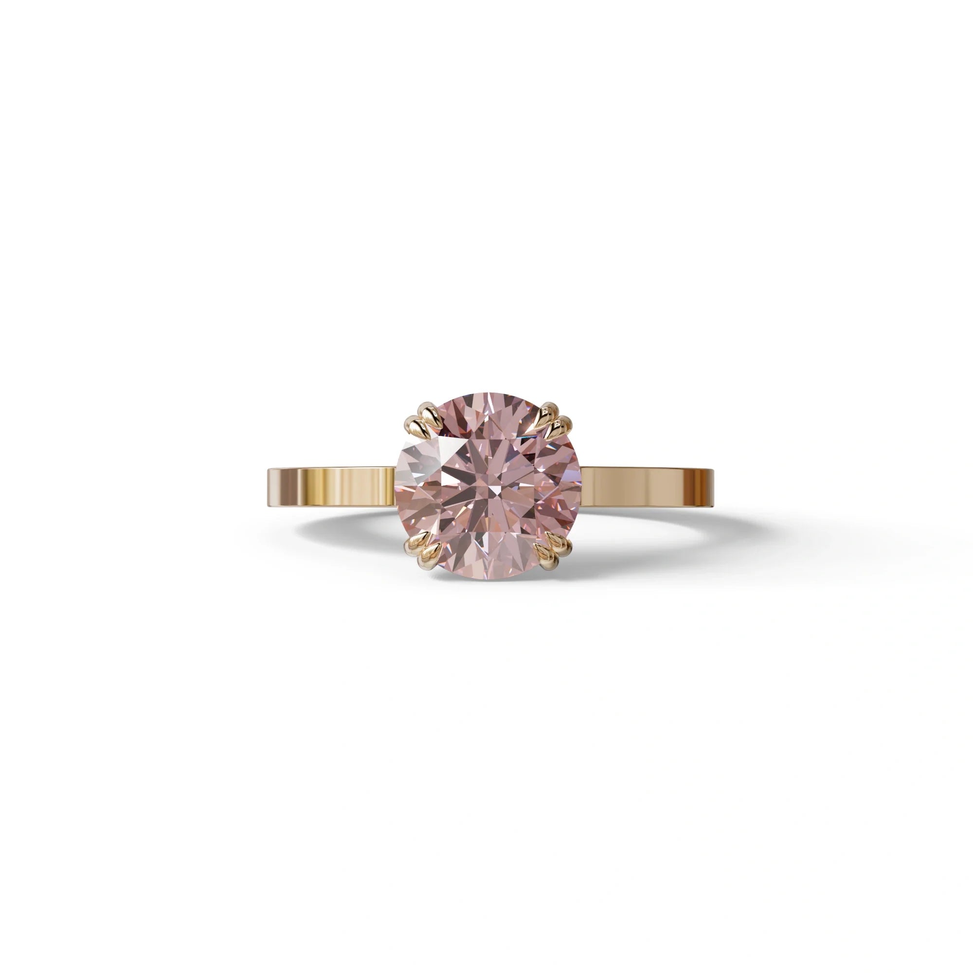 2 Carat Pink Round Cut Hidden Halo Lab Diamond Engagement Ring - Maeve - 10K Solid Gold / Rose Gold