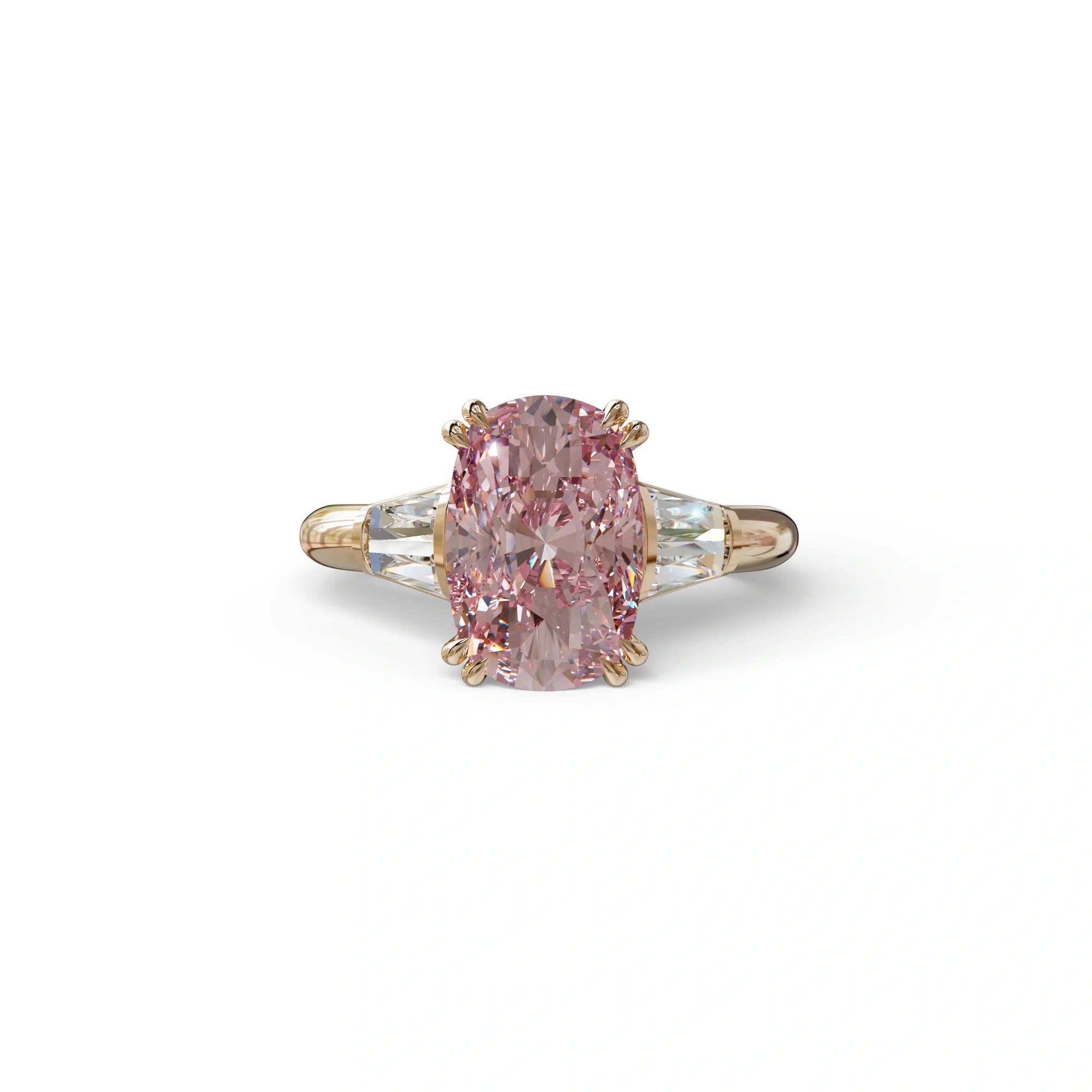 4 Carat Pink Elongated Cushion Cut Lab Diamond Engagement Ring - Sagittarius - 10K Solid Gold / Rose Gold