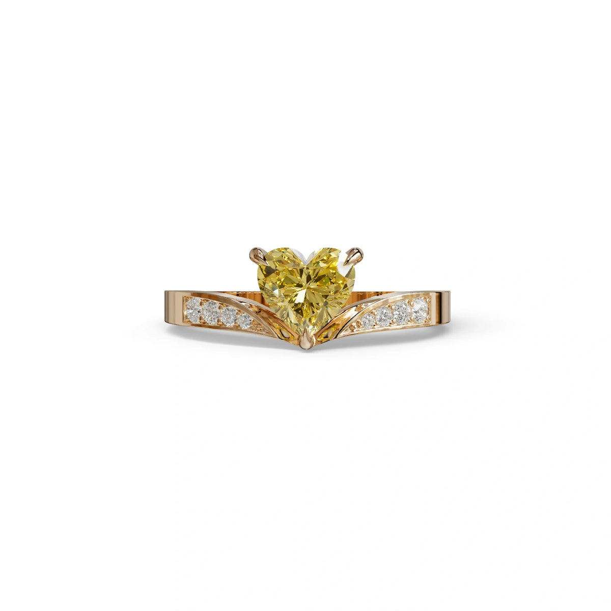 Yellow Heart Shape Lab Grown Diamond Engagement Ring - Moise - 2 Carat / 10K Solid Gold / Rose Gold