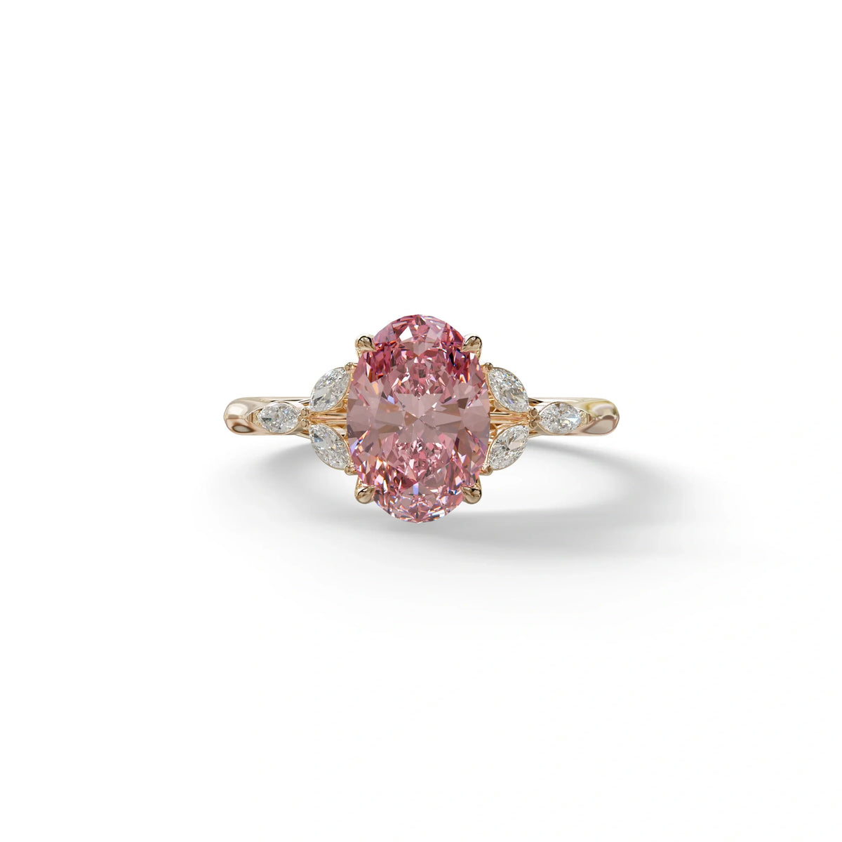 2.5 Carat Pink Lab Grown Diamond Engagement Ring · Oval Cut Nature-Inspired | Halcyon - view 2