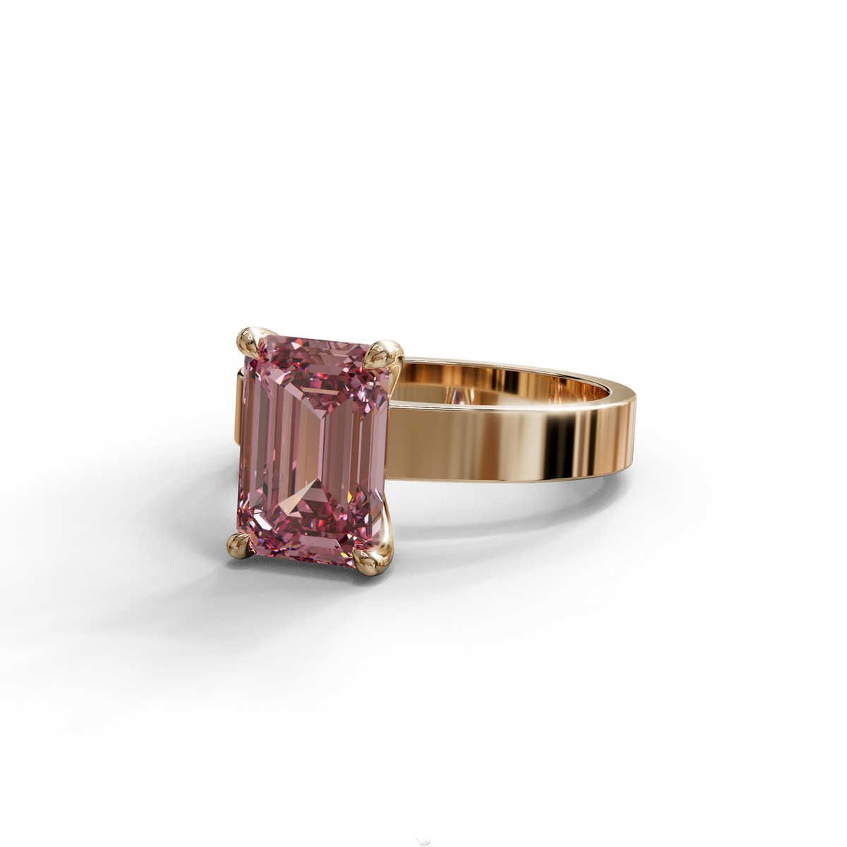 2 to 6 Carat Pink Lab Grown Diamond Engagement Ring – Emerald Cut Solitaire | Lami