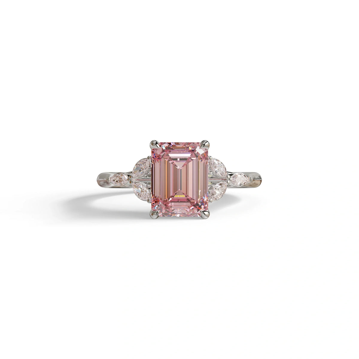 2.5 Carat Pink Lab Grown Diamond Engagement Ring · Emerald Cut Nature-Inspired | Verona - view 2