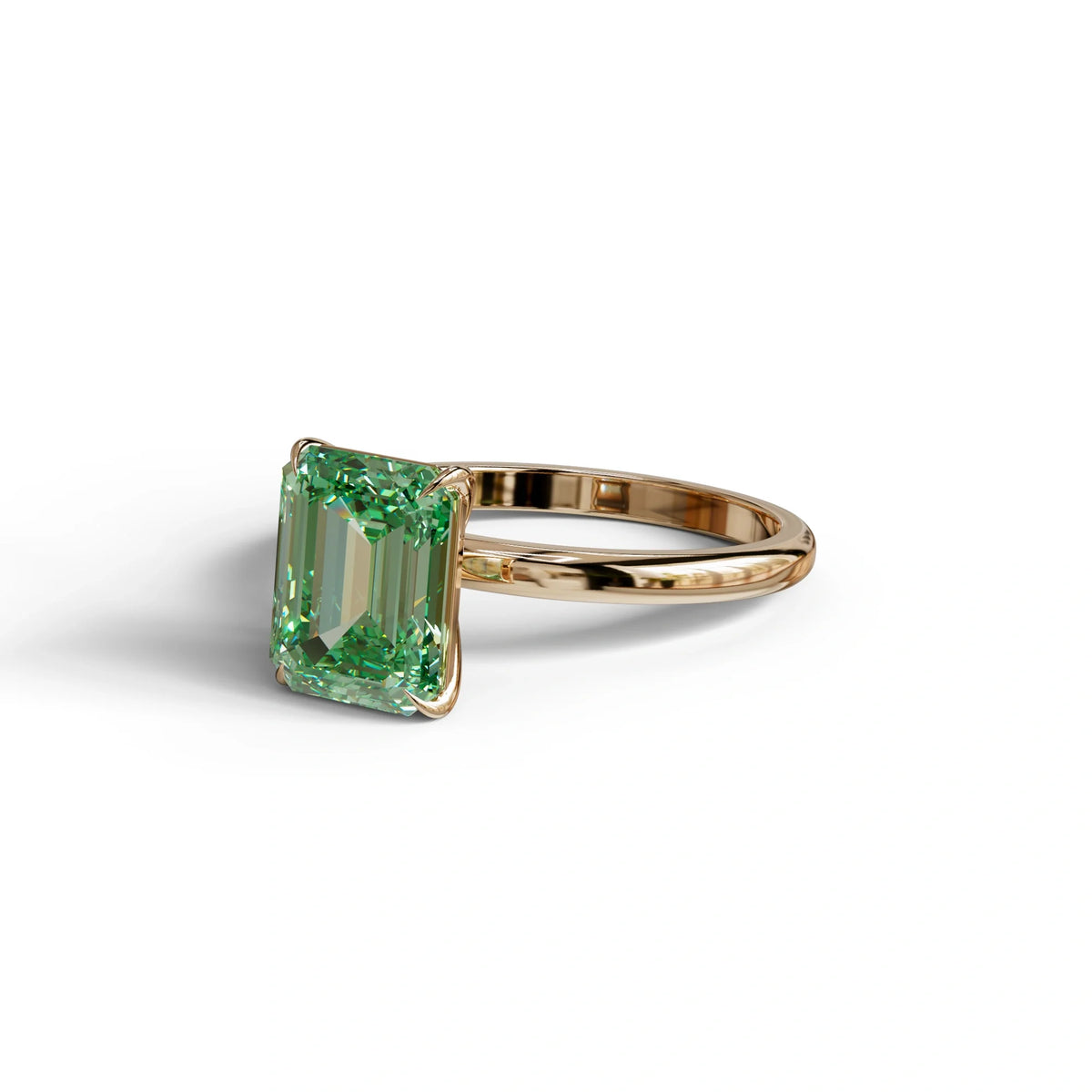 Green Emerald Cut Solitaire Lab Grown Diamond Engagement Ring - Vanessa