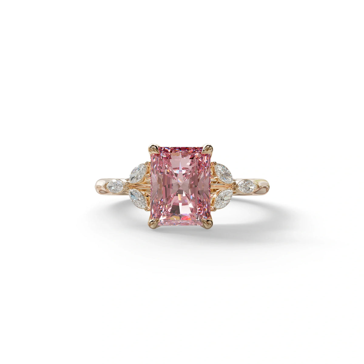 2.5 Carat Pink Lab Grown Diamond Engagement Ring · Radiant Cut Nature-Inspired | Aurora - view 2