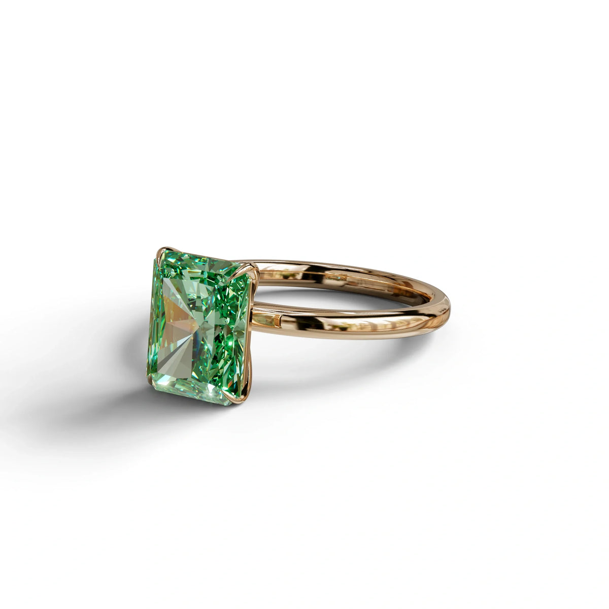 Green Radiant Cut Solitaire Lab Grown Diamond Engagement Ring - Papilia