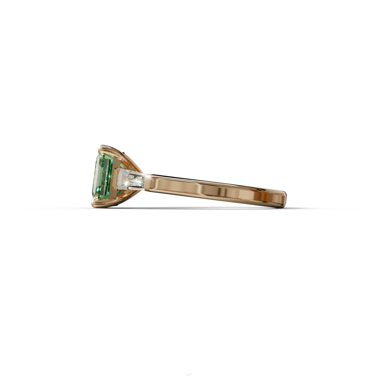 3 Carat Green Asscher & Baguette Cut Multi Stone Lab Diamond Ring - Brillante