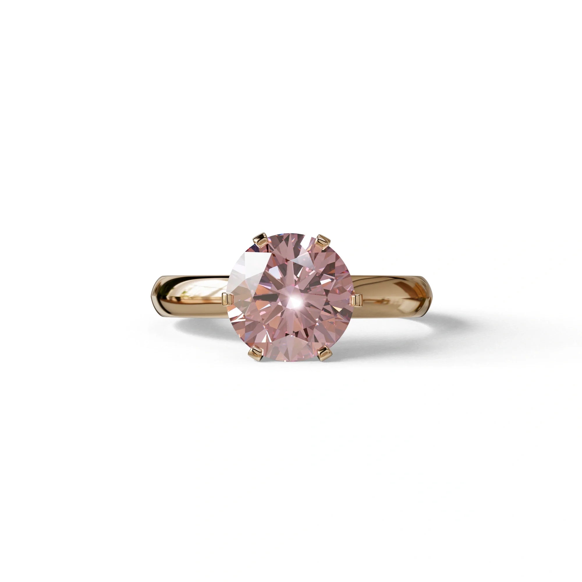 2 Carat Pink Round Cut Solitaire Lab Diamond Ring - Fury - 10K Solid Gold / Rose Gold