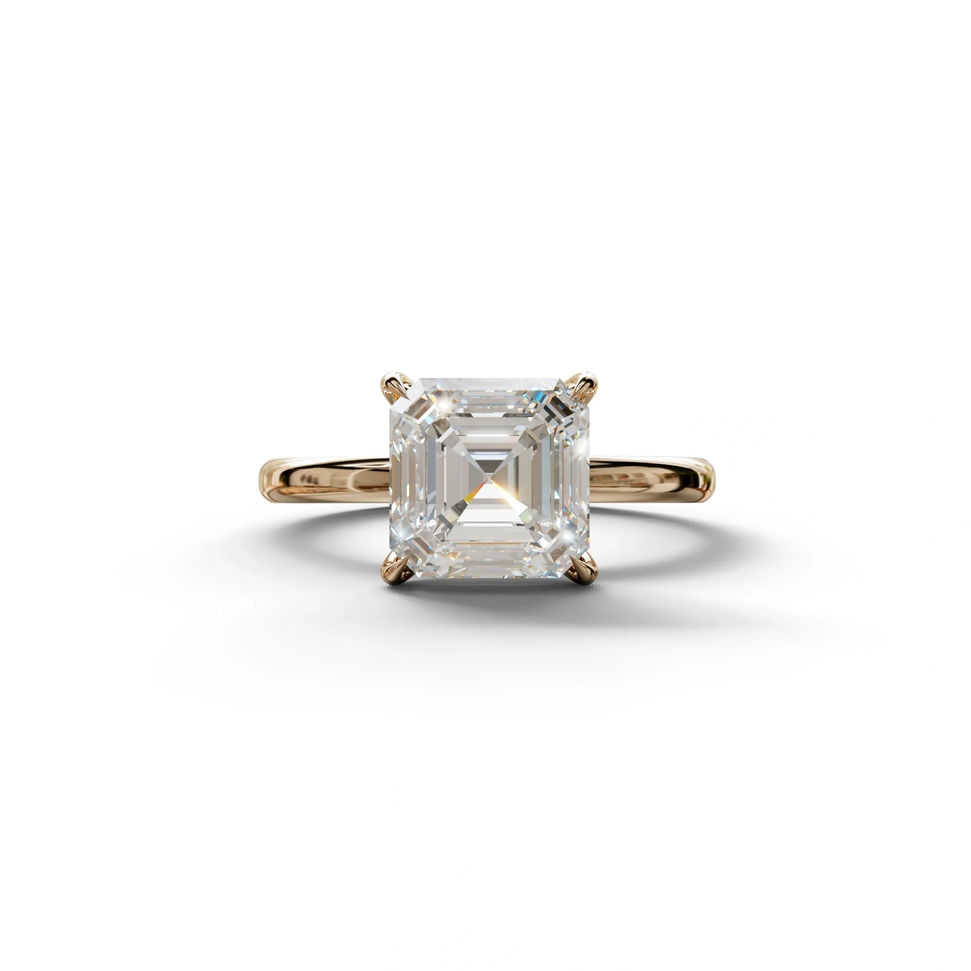 E VVS Asscher Cut Solitaire Lab Grown Diamond Engagement Ring - Fabriciana - 2 Carat / 10K Solid Gold / Rose Gold