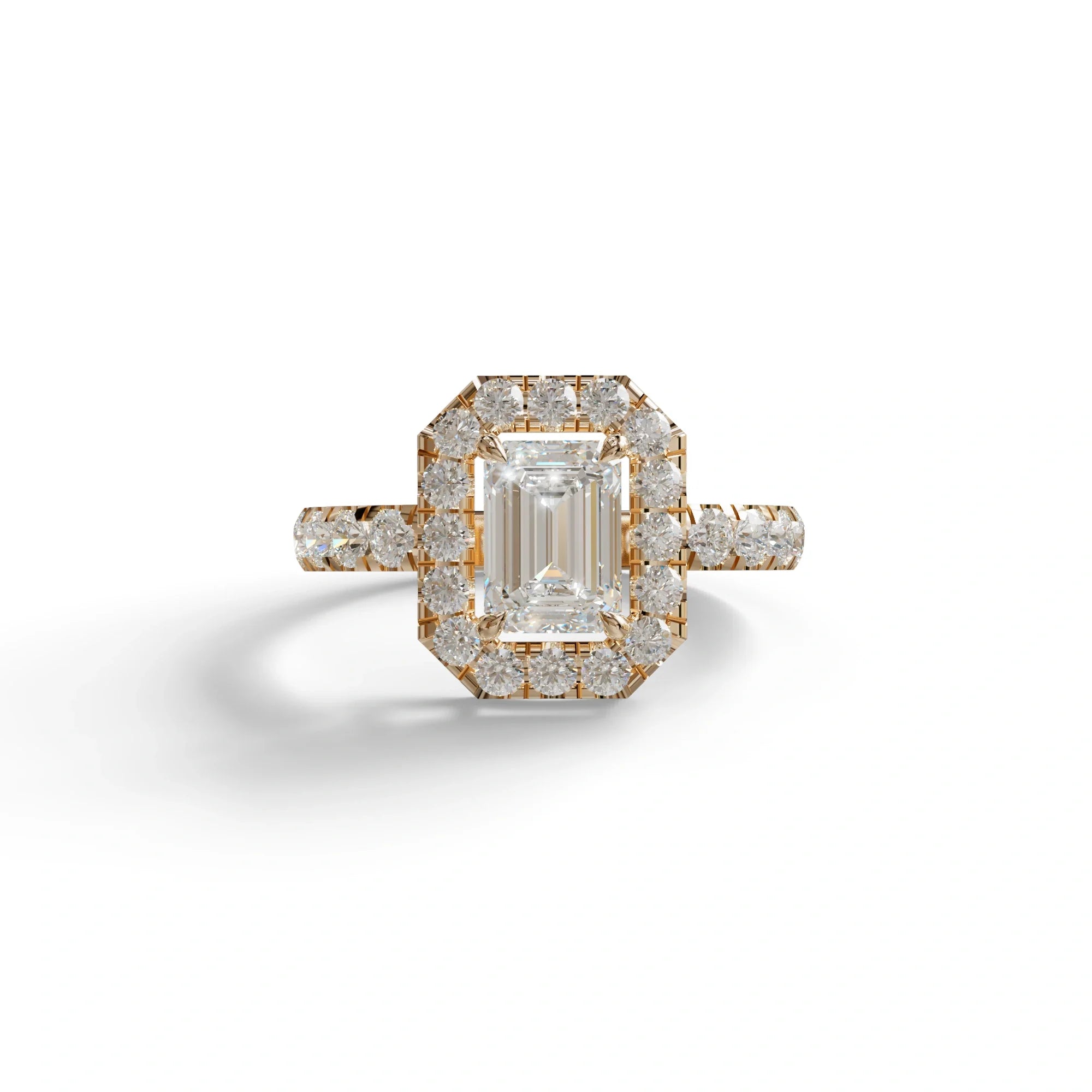 1 Carat Emerald cut lab Diamond Engagement Ring - Freesia - 10K Solid Gold / Rose Gold