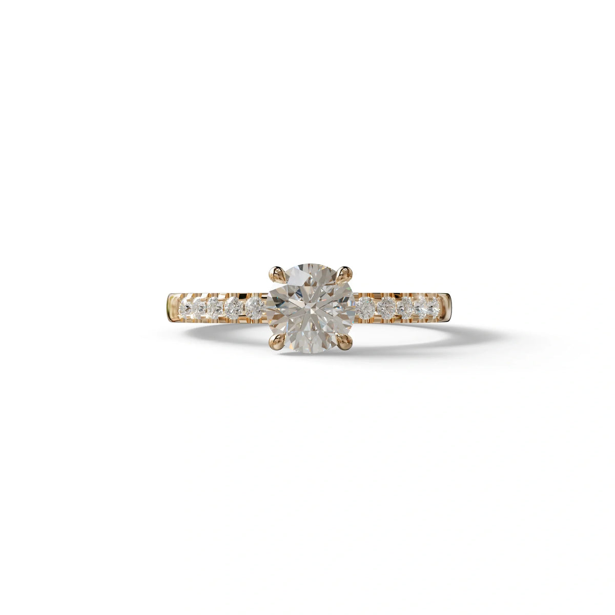 E VVS Round Pave Set Minimalist Engagement Ring - Nova Signature - 1.5 Carat / 10K Solid Gold / Rose Gold