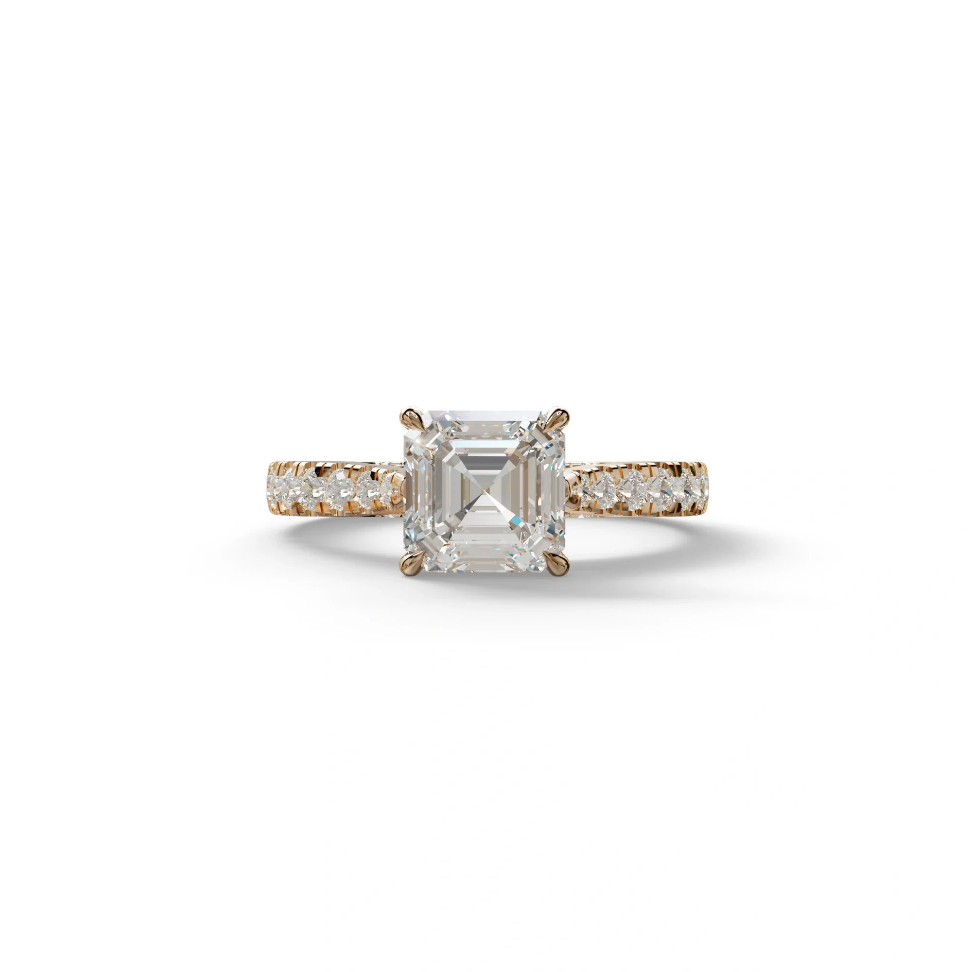 2 Carat E VVS Asscher Cut Lab Grown Diamond Engagement Ring | Hidden Halo & Pave - Kay - 10K Solid Gold / Rose Gold