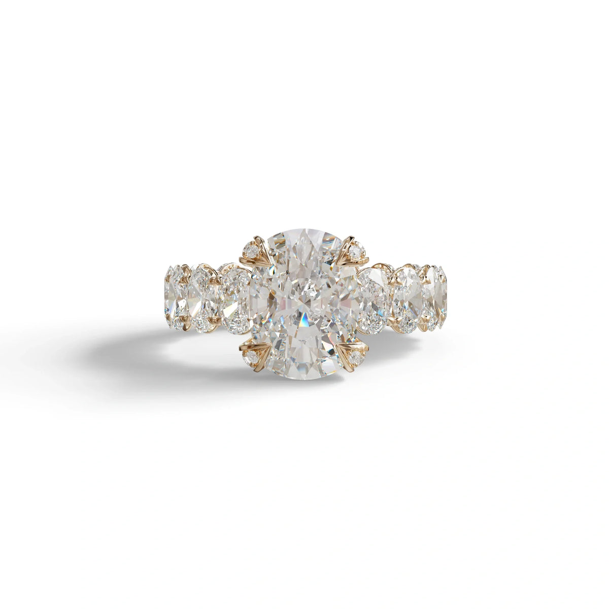 4 Carat E VVS Cushion Cut Full Eternity Lab Grown Diamond Ring - Enigma - 10K Solid Gold / Rose Gold