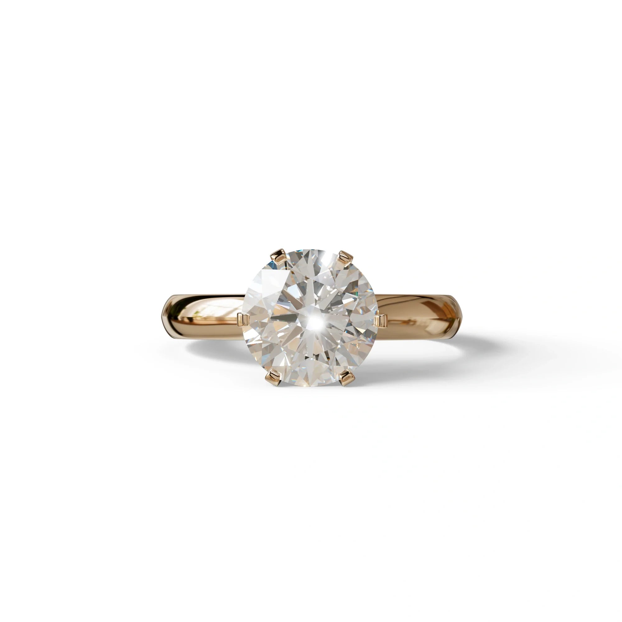2 Carat E VVS Round Cut Solitaire Lab Diamond Ring - Fury - 10K Solid Gold / Rose Gold