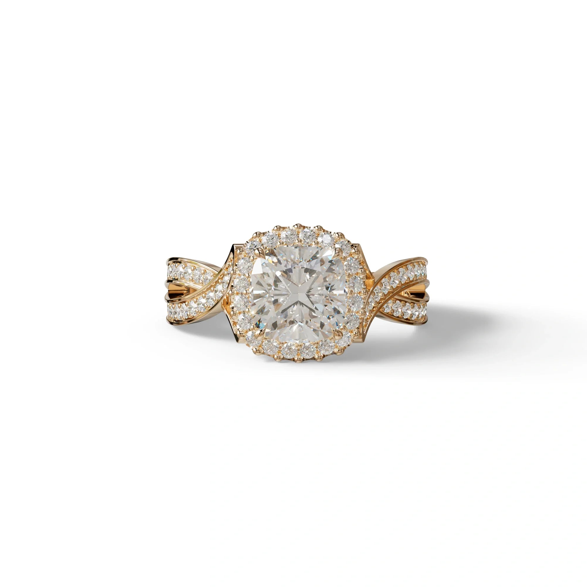 3 Carat E VVS Cushion Cut Lab Grown Diamond Engagement Ring - Odessa - 10K Solid Gold / Rose Gold