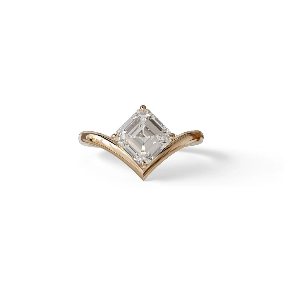 2 Ct Asscher Cut Lab Grown Diamond In Solitaire Engagement Ring - Louily - 10K Solid Gold / Rose Gold