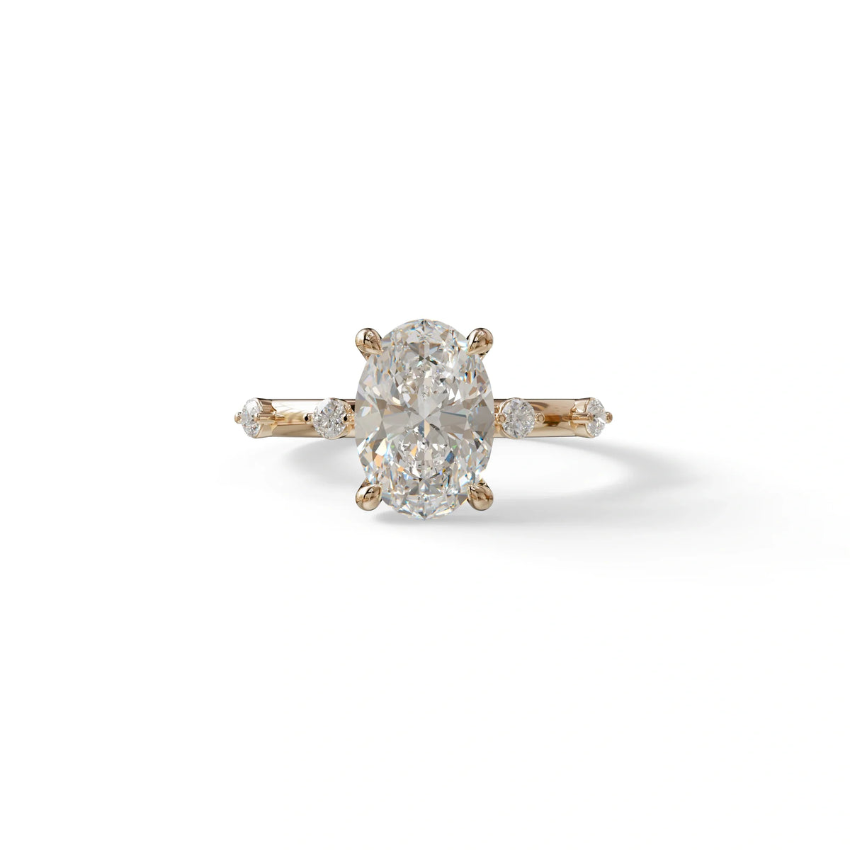 2 Ct Oval Cut Lab Diamond In Space-Chanel Setting Ring - Celestial - 10K Solid Gold / Rose Gold