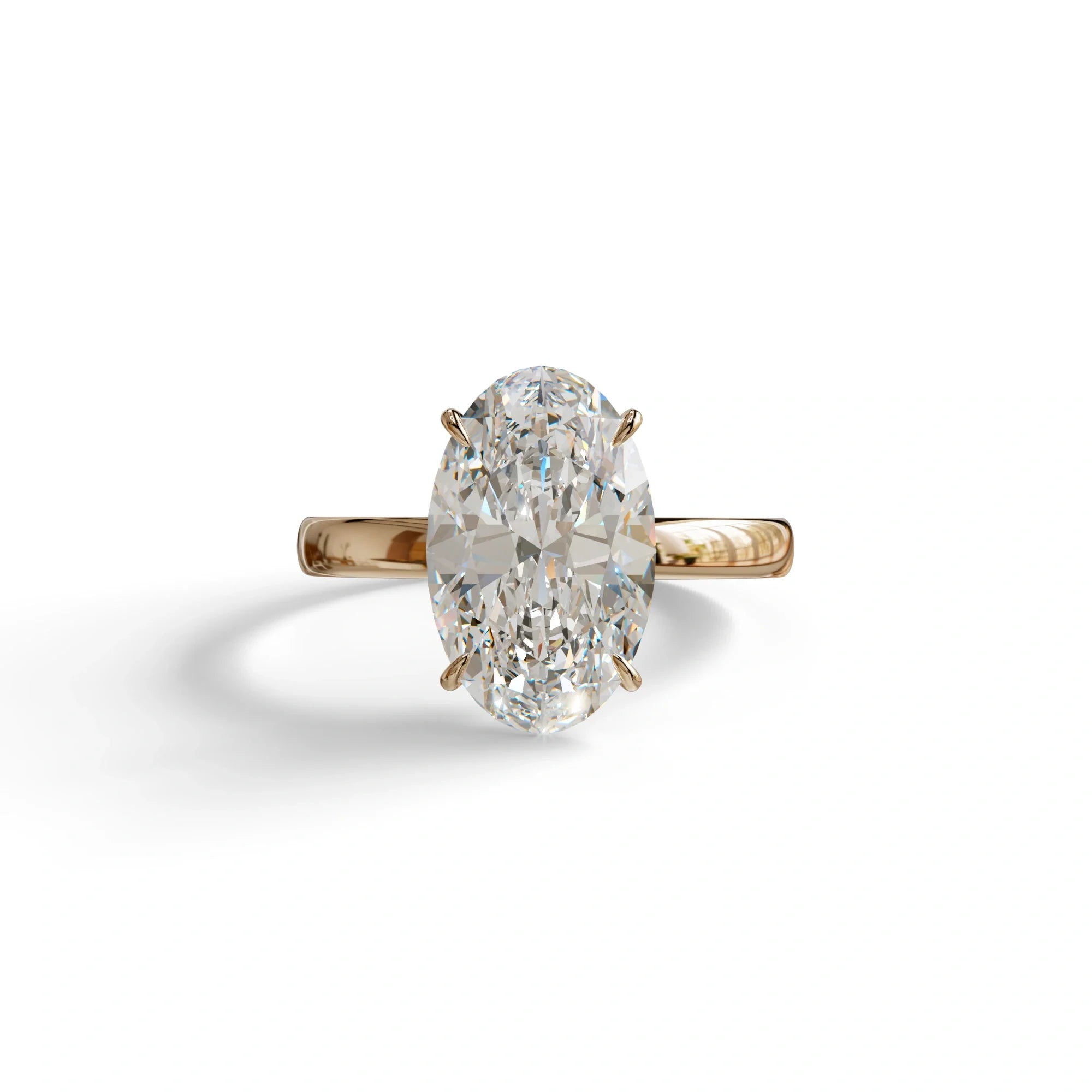 4 Carat Oval cut Lab Grown Diamond Solitaire Engagement Ring E VVS Diamond - Cadris - 10K Solid Gold / Rose Gold