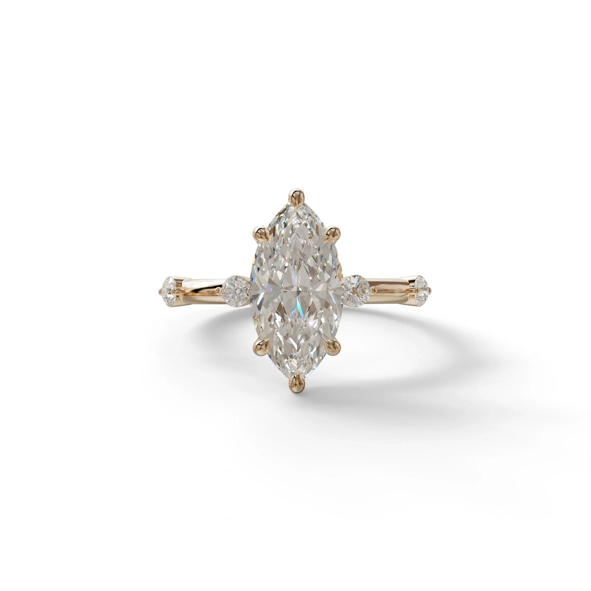 2.5 Ct Marquise Cut Lab Diamond In Space-Chanel Setting Ring - Nimi - 10K Solid Gold / Rose Gold