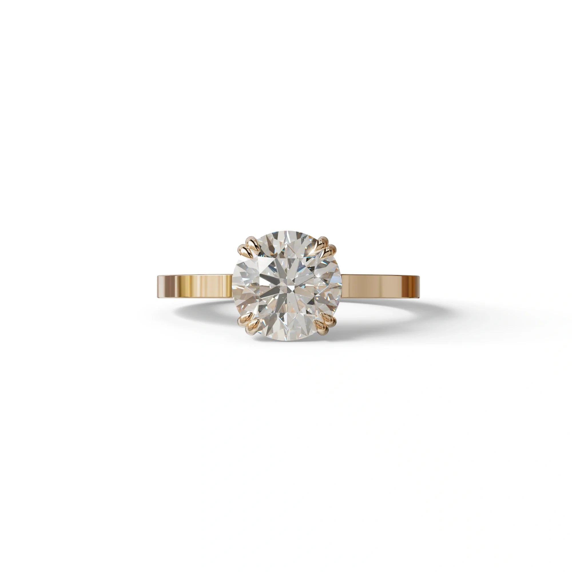 2 Carat E VVS Round Cut Hidden Halo Lab Diamond Engagement Ring - Maeve - 10K Solid Gold / Rose Gold