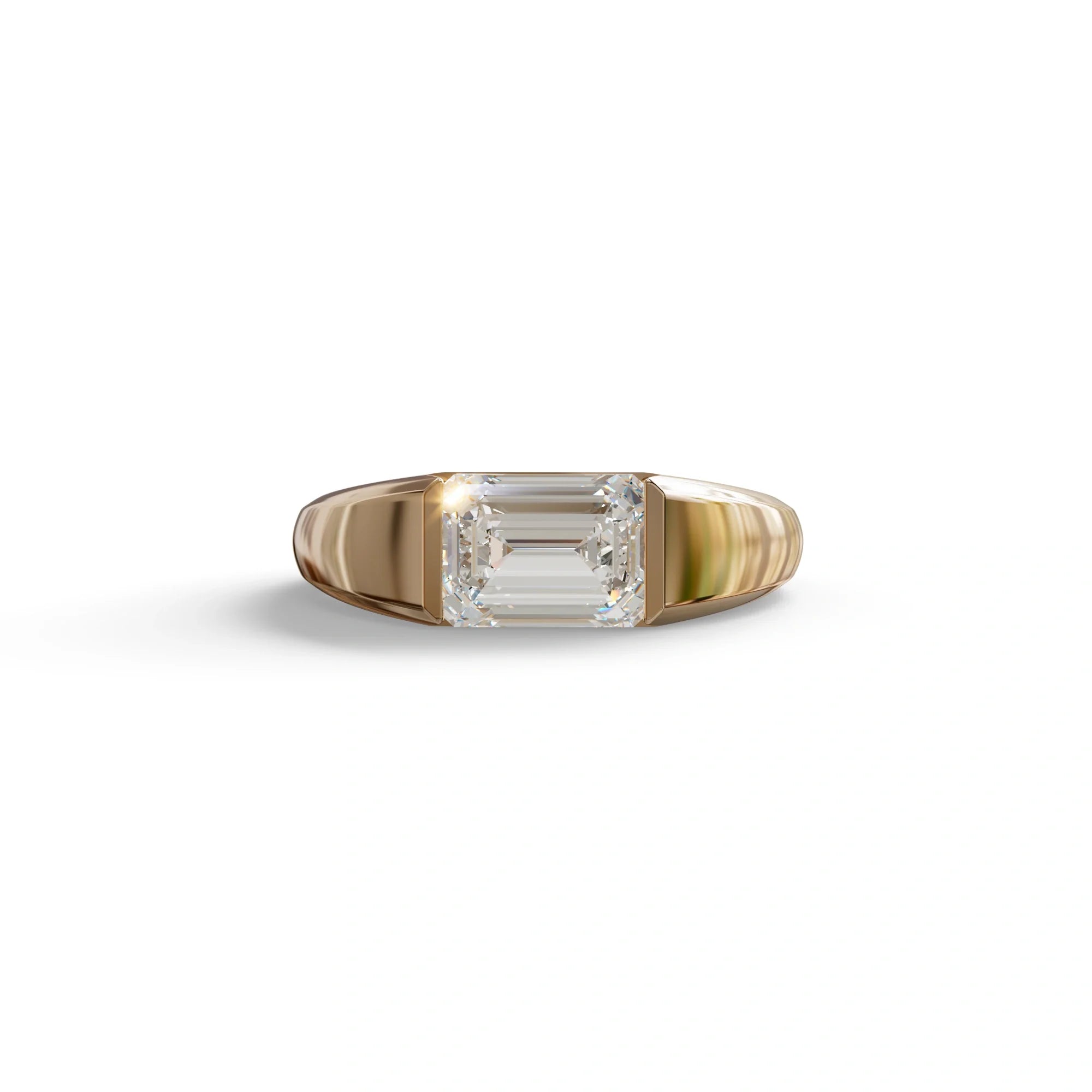 2 Carat E VVS Emerald Cut East West Lab Diamond Ring - Ashleen - 10K Solid Gold / Rose Gold