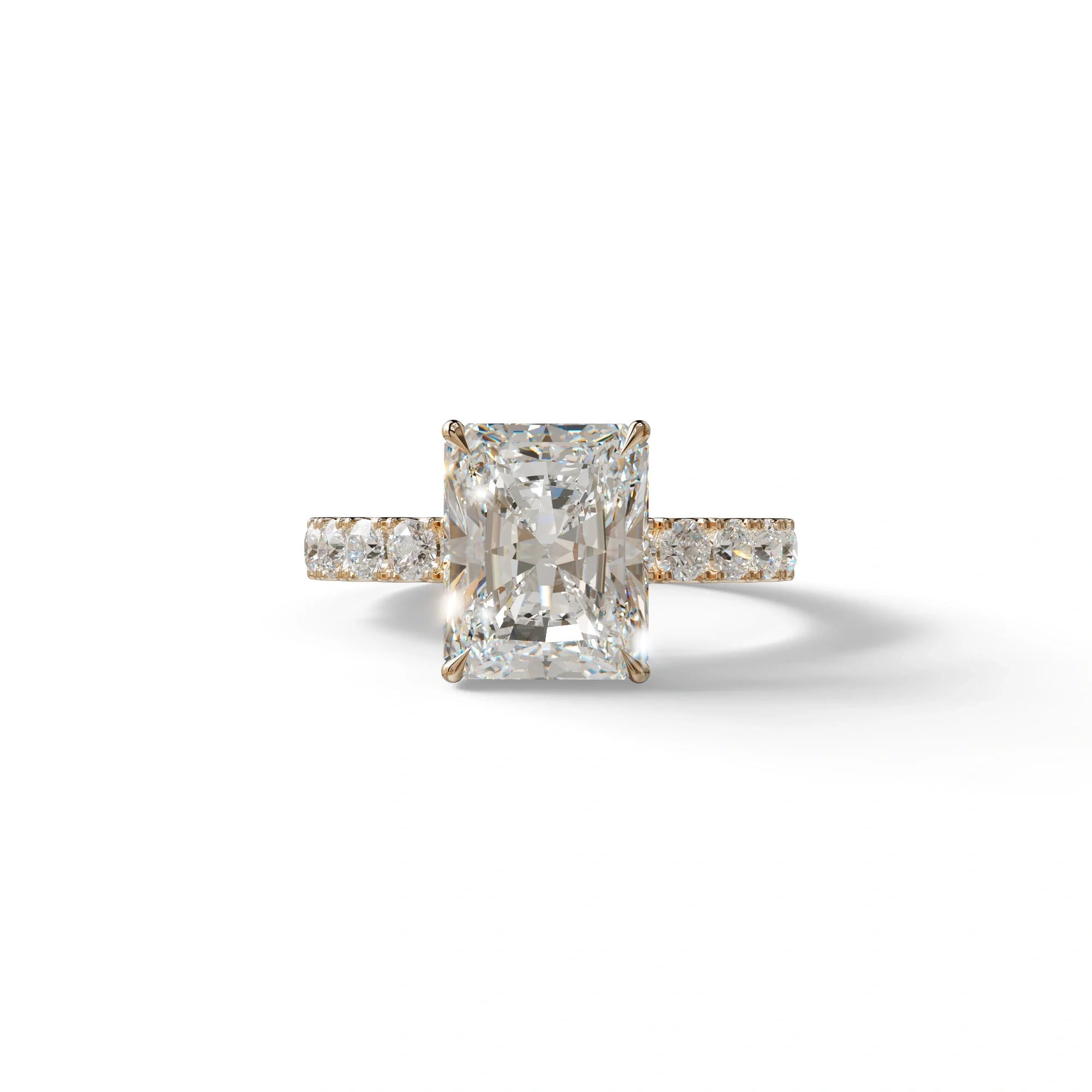 3 Carat E VVS lab Grown Diamond Engagement Ring | Pave & Hidden HaloDiamond Setting - Lace Bridge - 10K Solid Gold