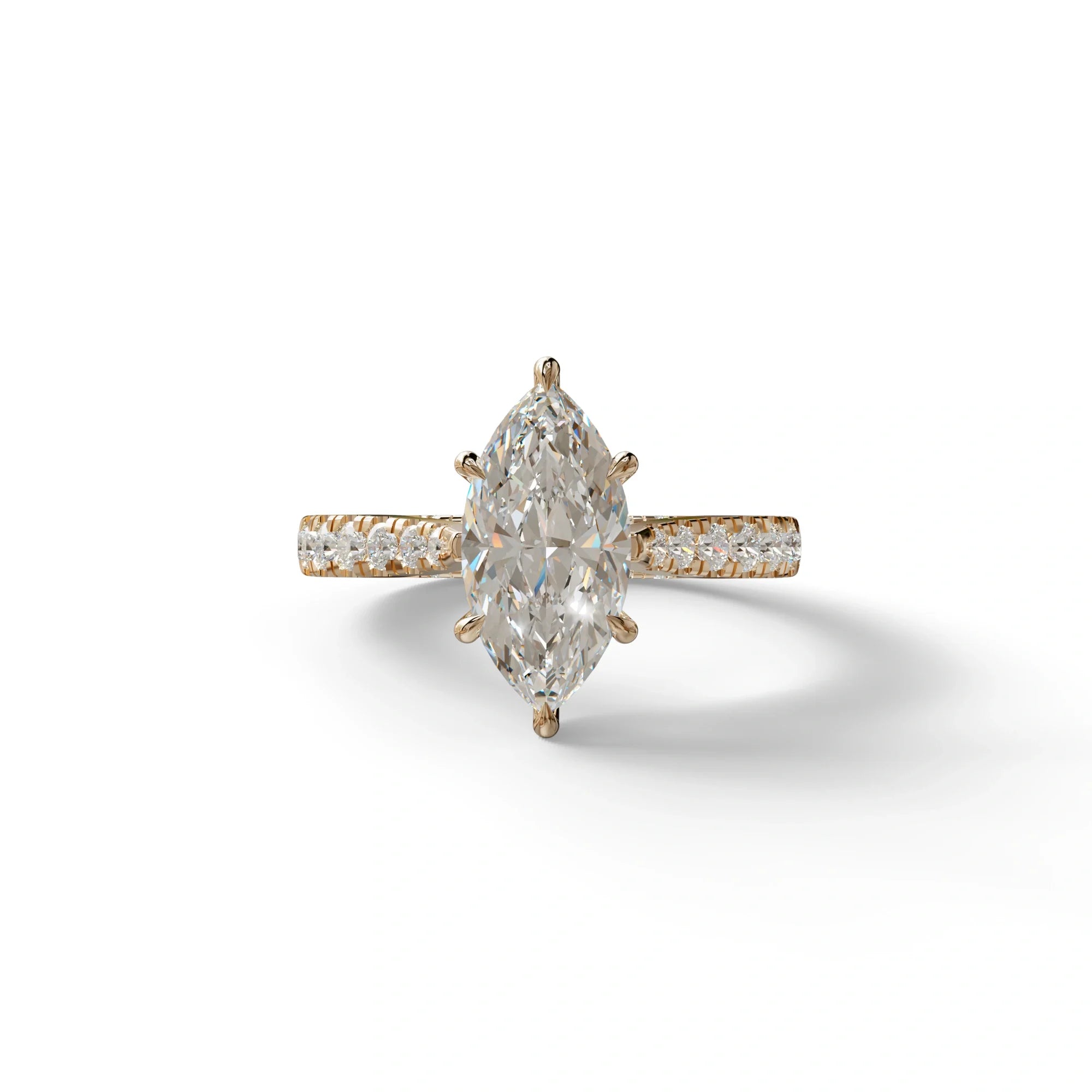 1.5 Carat E-VVS Marquise Cut Lab Diamond Hidden Halo & Pave Ring - Ash - 10K Solid Gold / Rose Gold