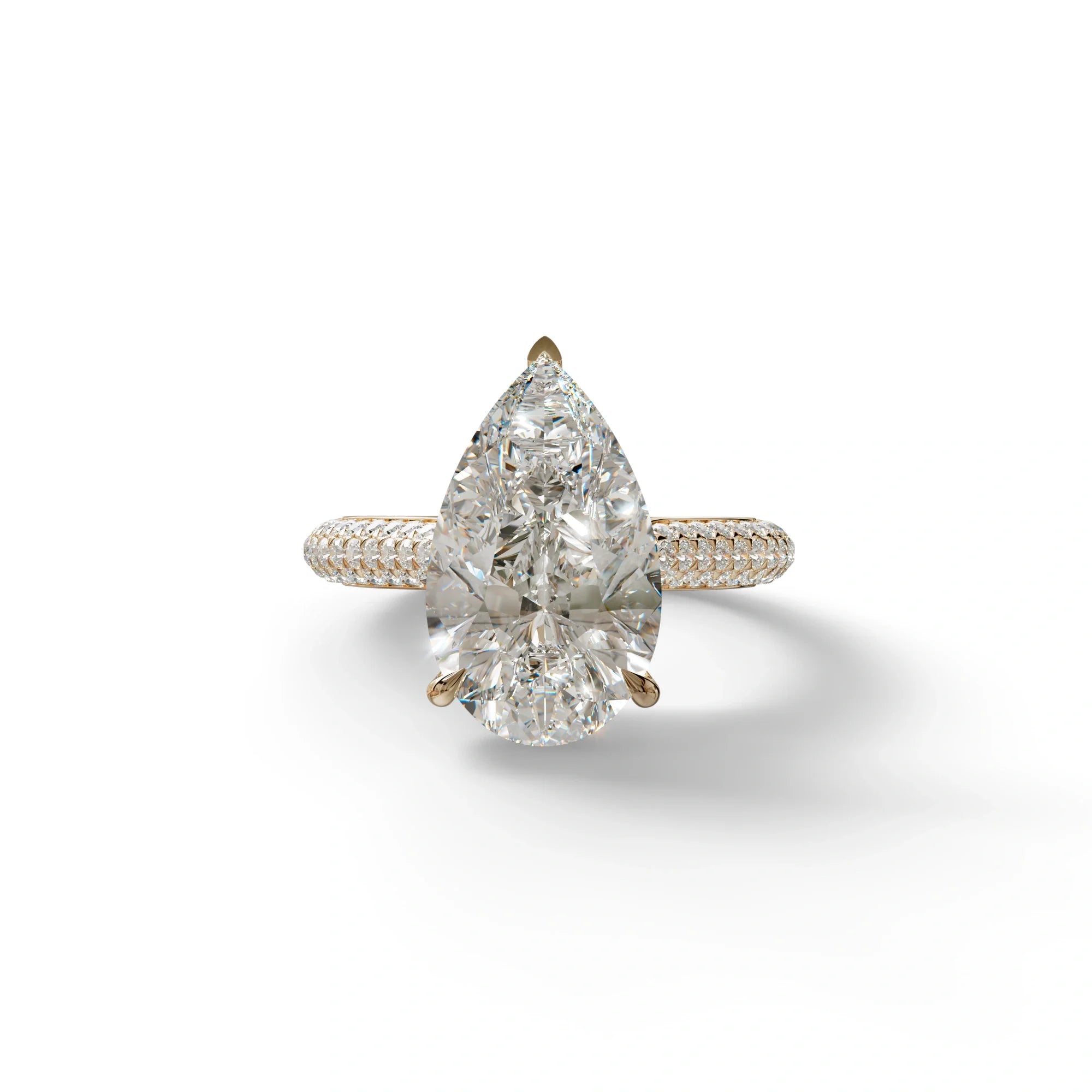 3 Carat Pear Shaped Hidden Halo Lab Diamond Engagement Ring - Alina - 10K Solid Gold / Rose Gold