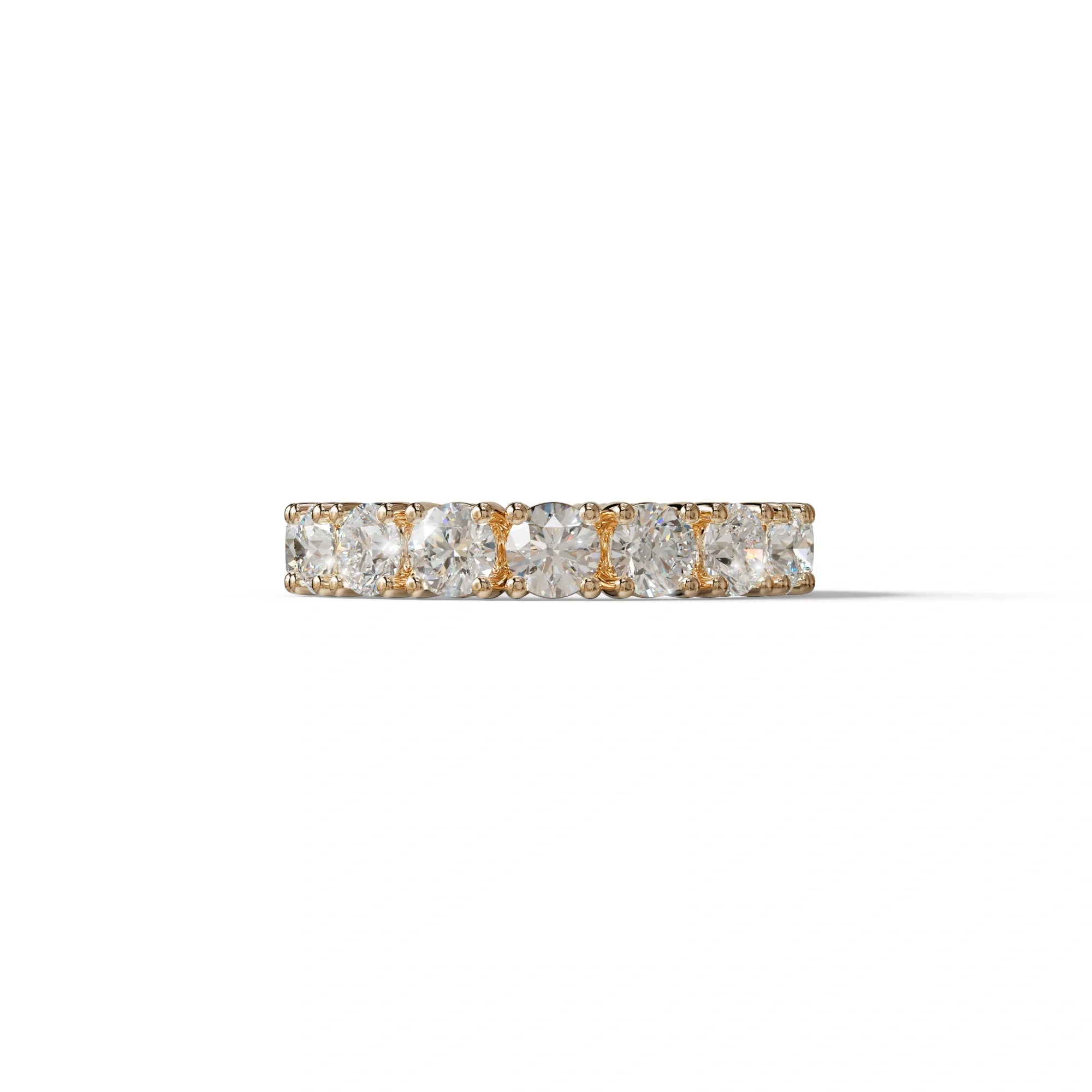 E VVS 5 Carat Round Full Eternity Lab Diamond Band - Prong Setting - 10K Solid Gold / Rose Gold