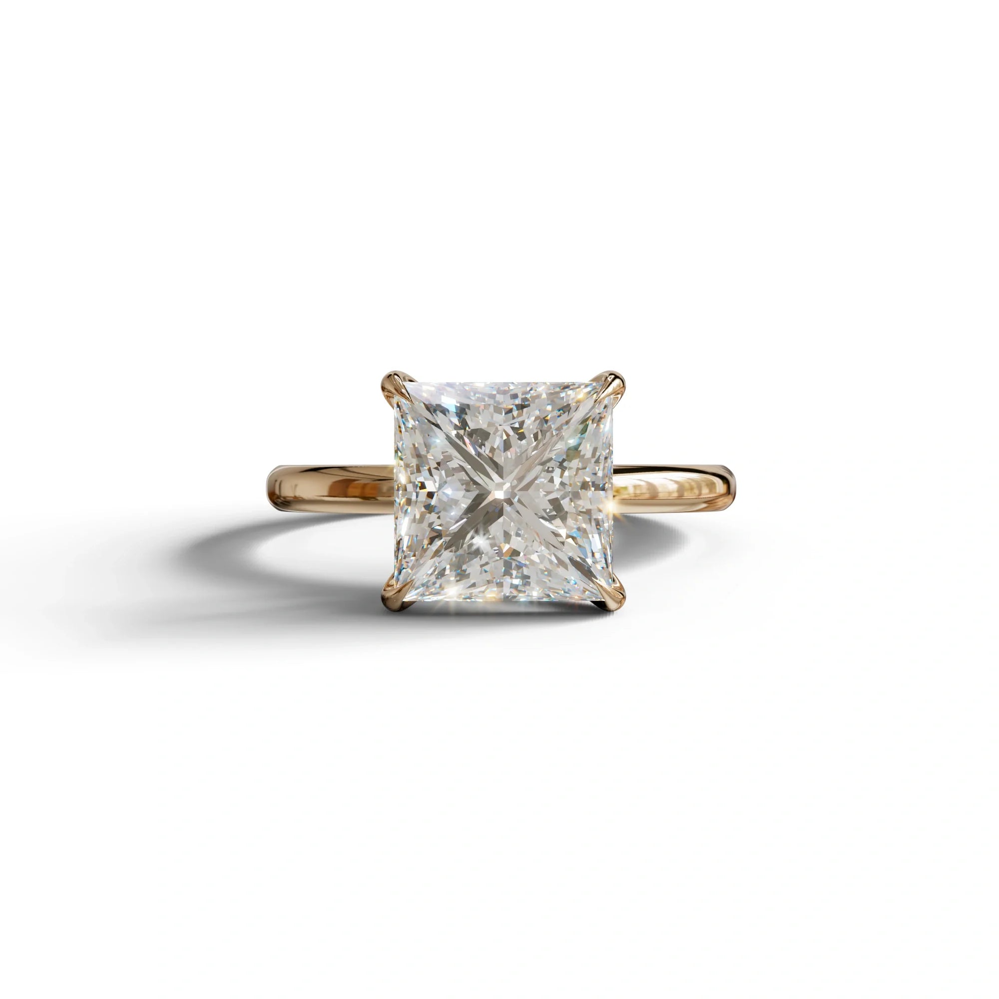 E VVS Princess Cut Solitaire Lab Grown Diamond Engagement Ring - Speyeria - 2 Carat / 10K Solid Gold / Rose Gold