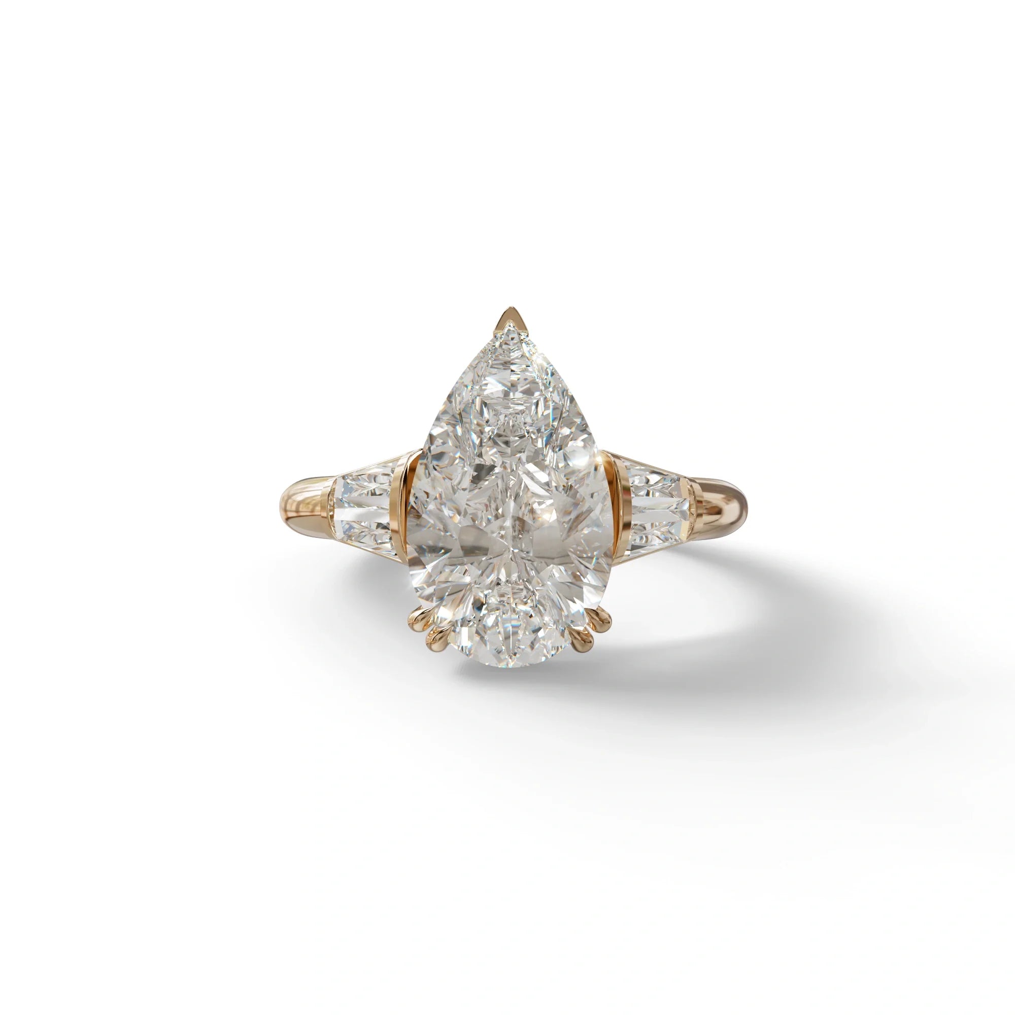 4 Carat Pear Cut Lab Grown Diamond Engagement Ring-Claire - 10K Solid Gold / Rose Gold