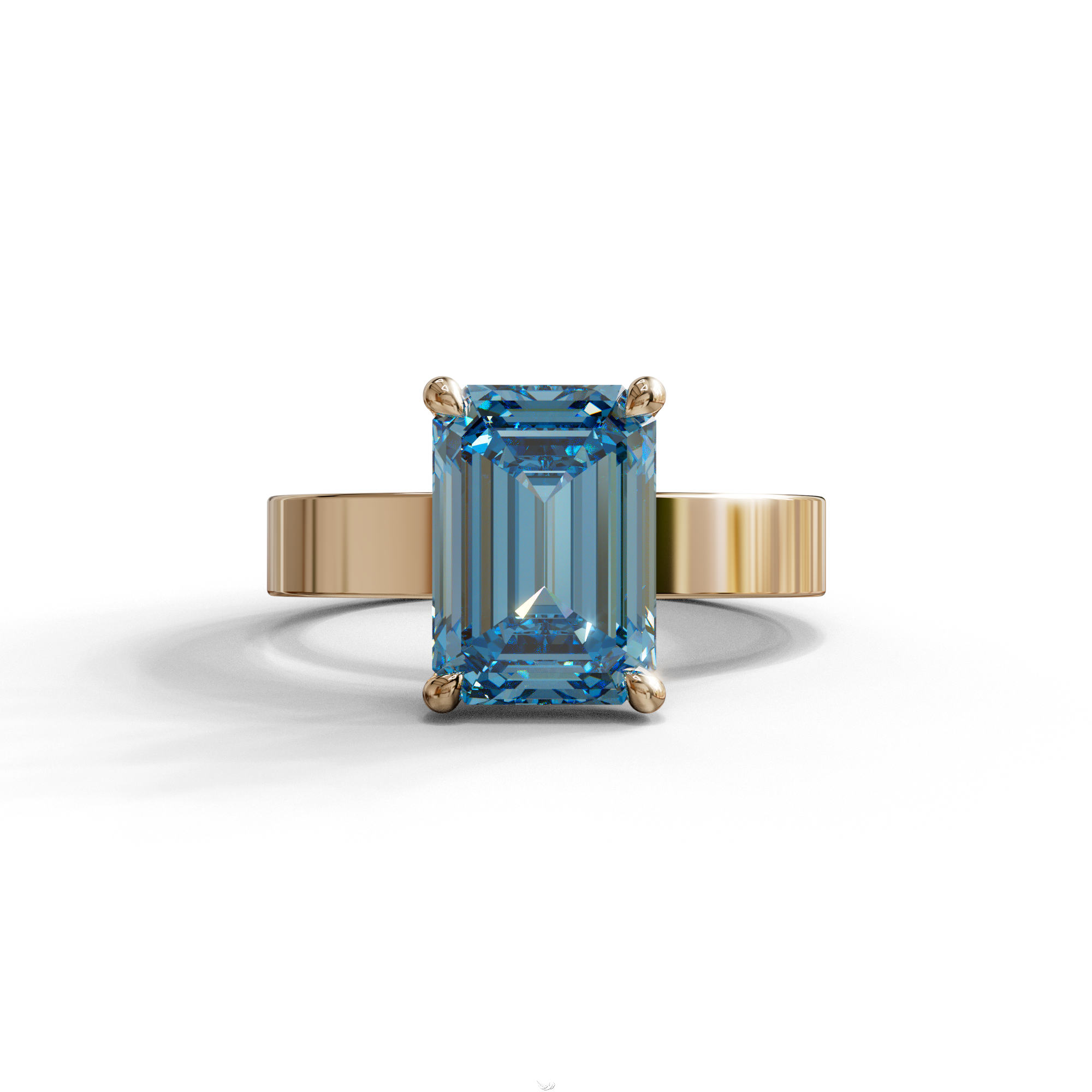 3 Carat Blue Emerald Lab Grown Diamond Solitaire Engagement Ring - Zulu - 10K Solid Gold / Rose Gold