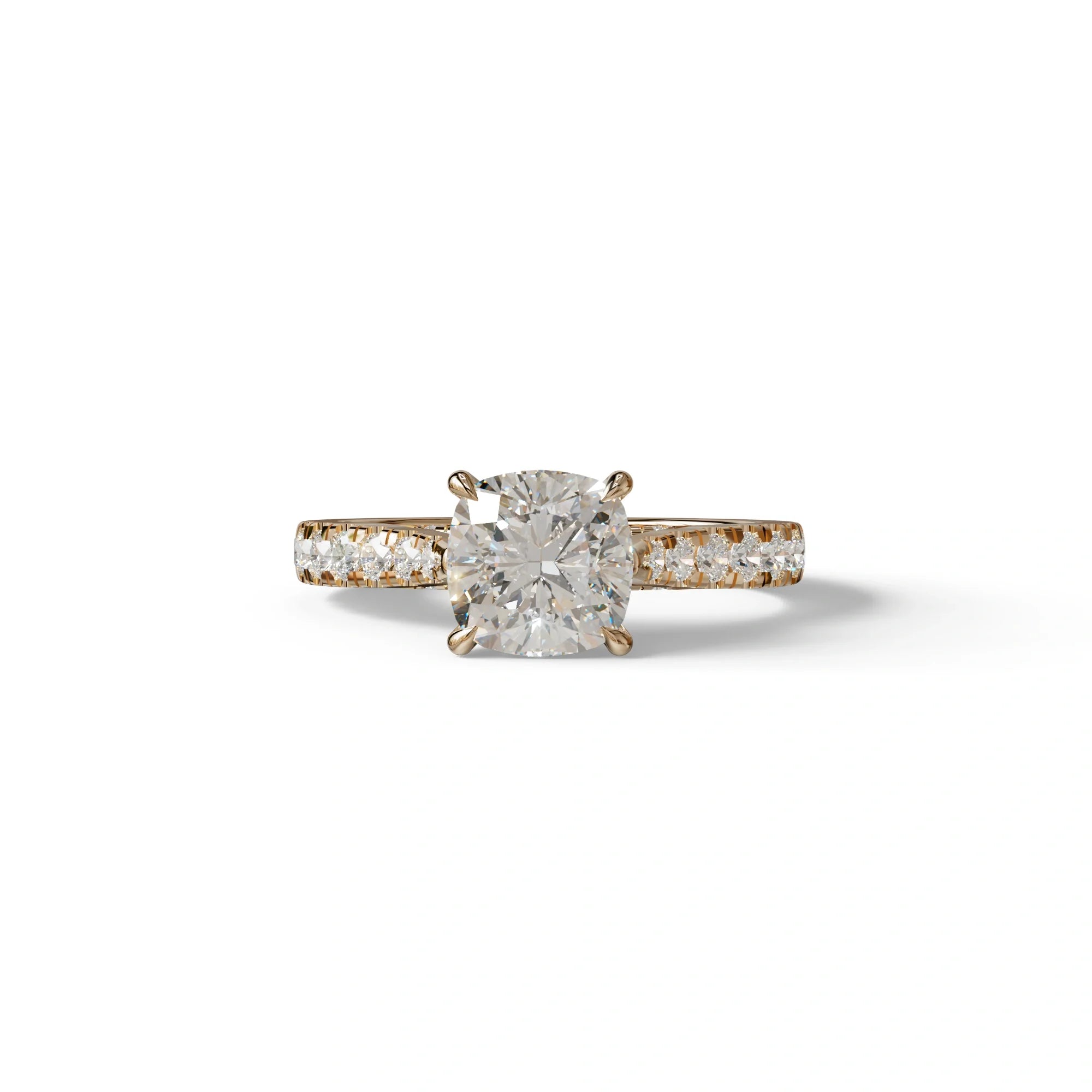 2 Carat E VVS Cushion Cut Lab Diamond Engagement Ring - Leo - 10K Solid Gold / Rose Gold