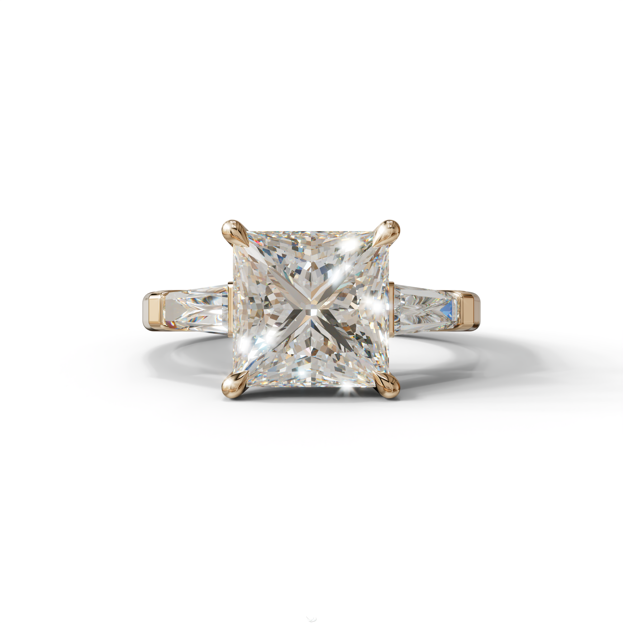 E/VVS 3 Carat Princess & Baguette Cut Lab Grown Diamond Ring - Alluring - 10K Solid Gold / Rose Gold