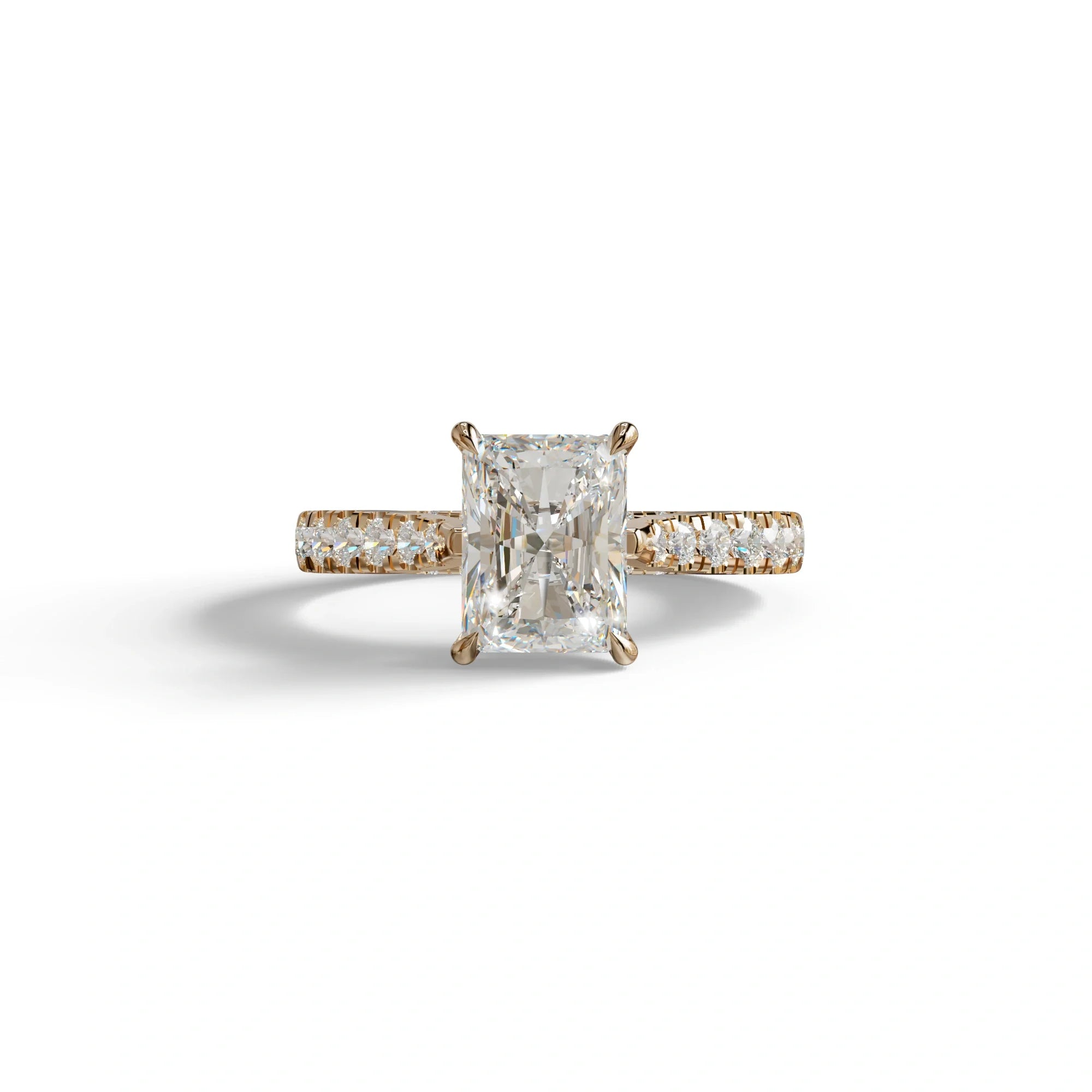 E VVS 2 Carat Radiant Cut Halo & Pave Lab Grown Diamond Ring- Asphalt