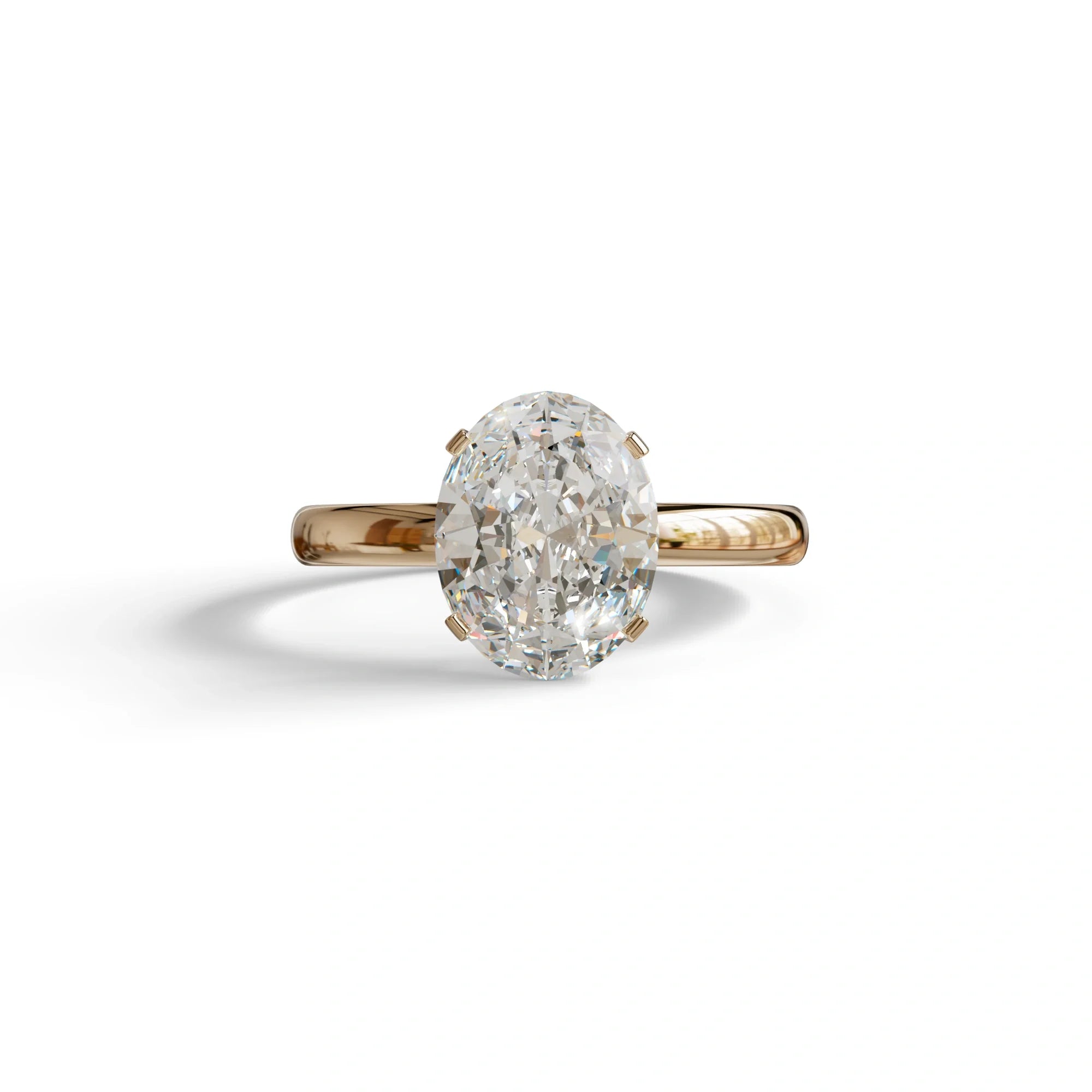 2ct Oval solitaire Diamond Ring White Gold Lab Diamond Engagement Ring - Eira - 10K Solid Gold / Rose Gold