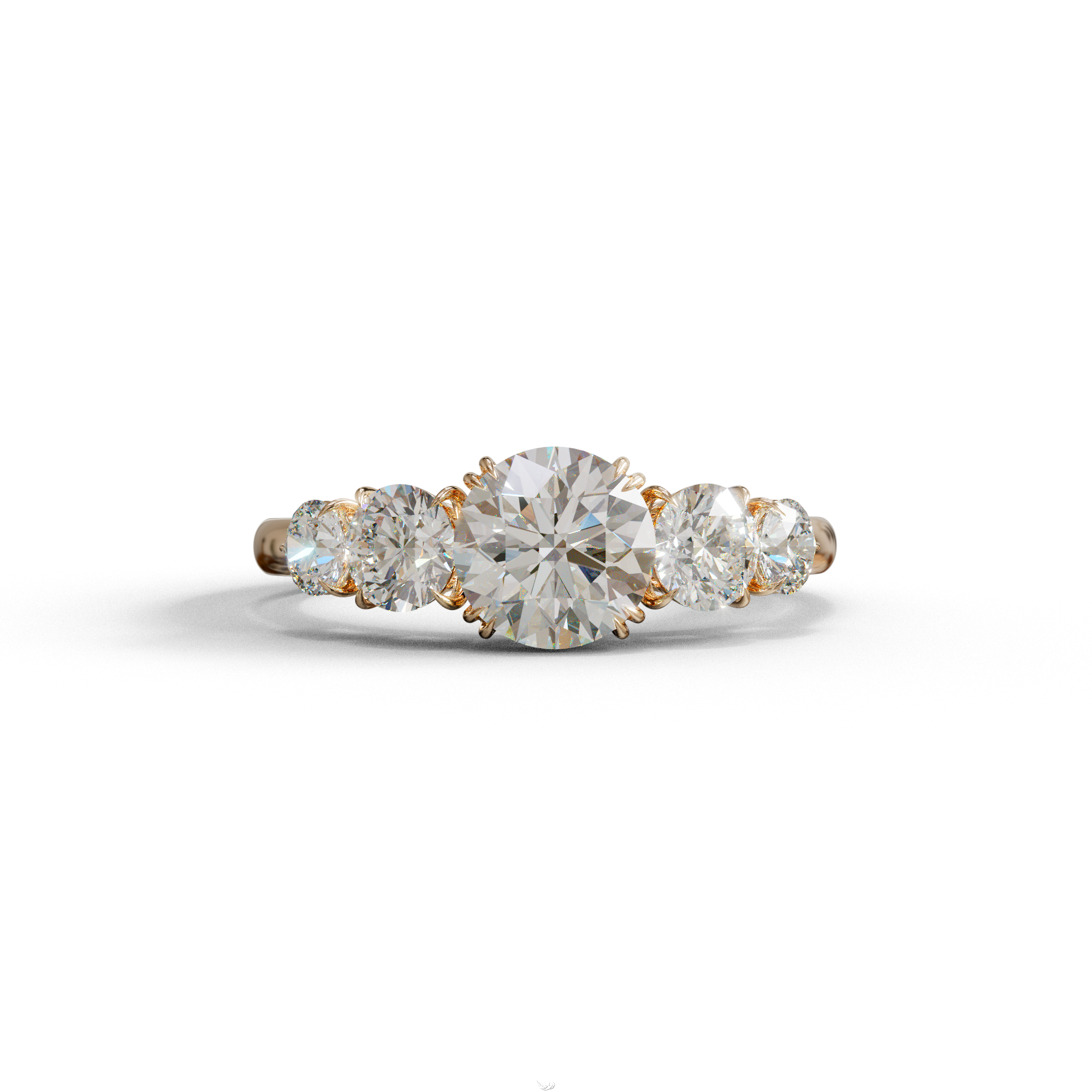 4 Carat Round Multi Stone Diamond Ring - Avia - 10K Solid Gold / Rose Gold