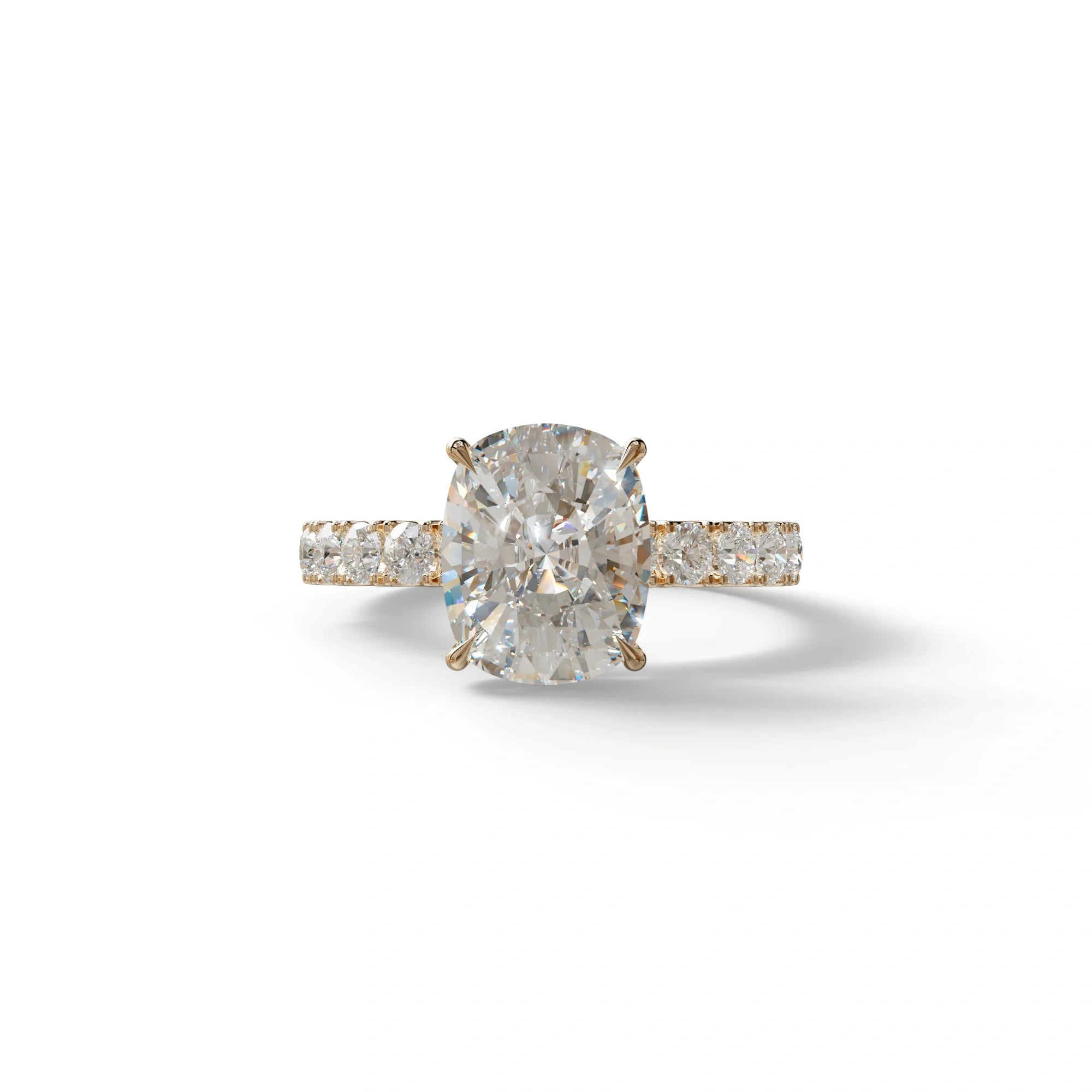 4 Carat Elongated Cushion Cut Lab Diamond Engagement Ring - Sandrine - 10K Solid Gold / Rose Gold