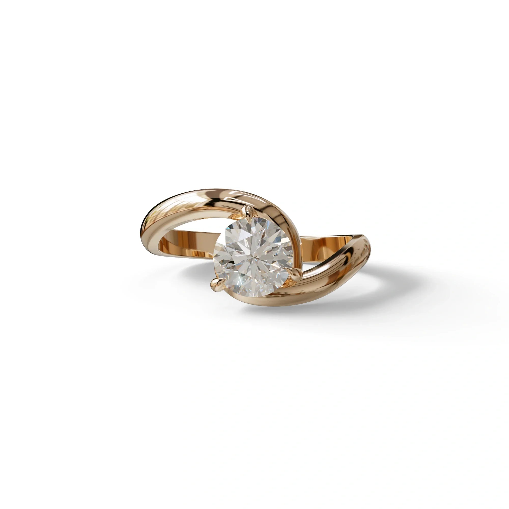 E VVS 1.5 Carat Round Cut Solitaire Lab Diamond Ring - Tauras - 10K Solid Gold / Rose Gold