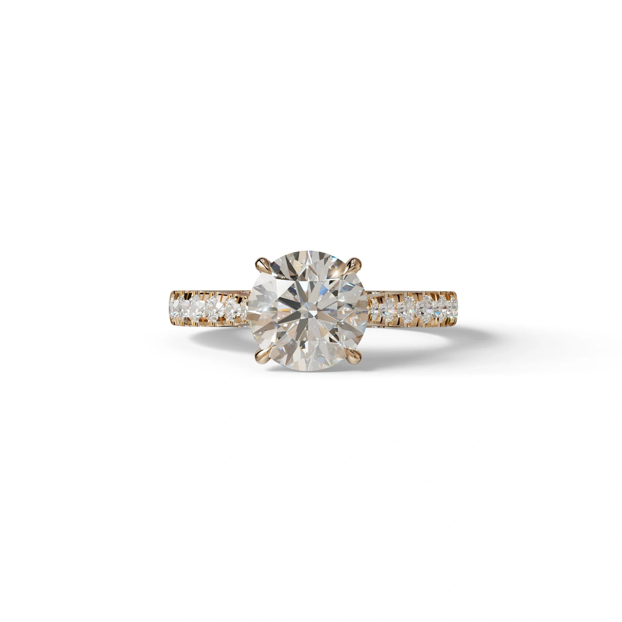 2 Carat Round Cut E VVS Lab Grown Diamond Engagement Ring | Hidden Halo & Pave setting - Brilliant - 10K Solid Gold
