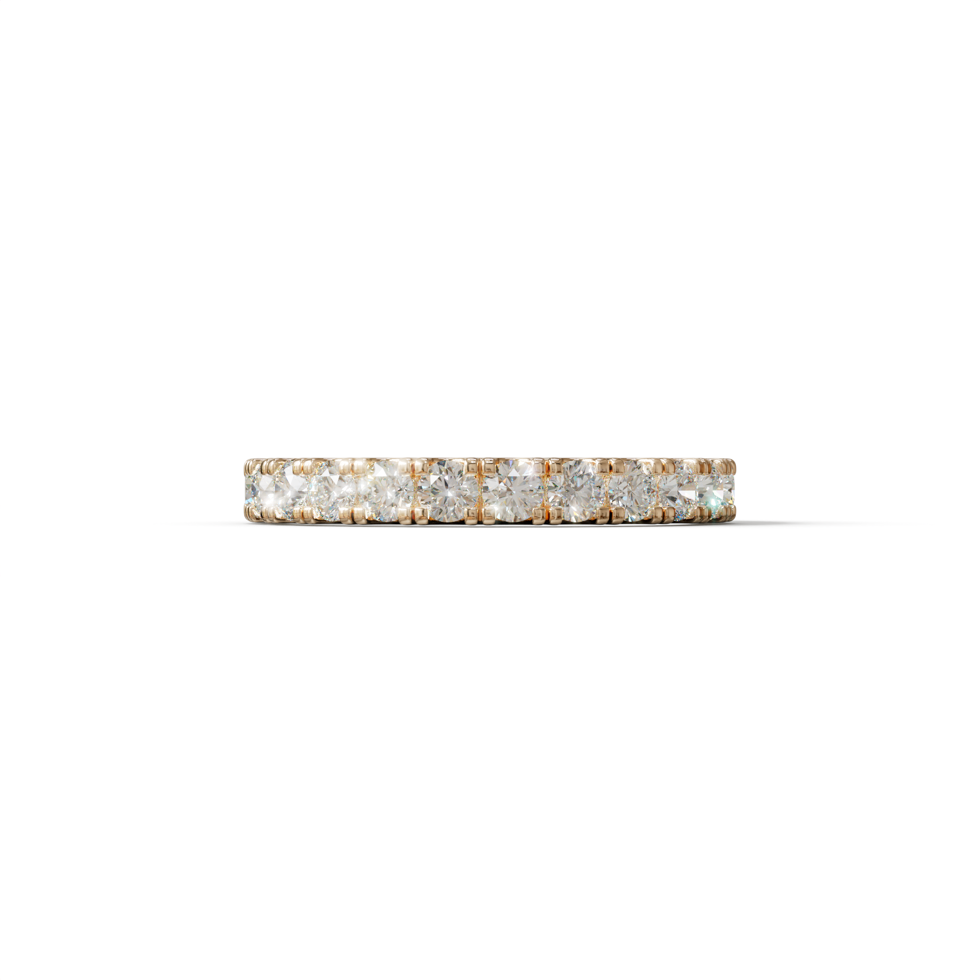 E/VVS Round Lab Grown Diamond Wedding Band - 13 Stone Pave Ring - 10K Solid Gold / Rose Gold
