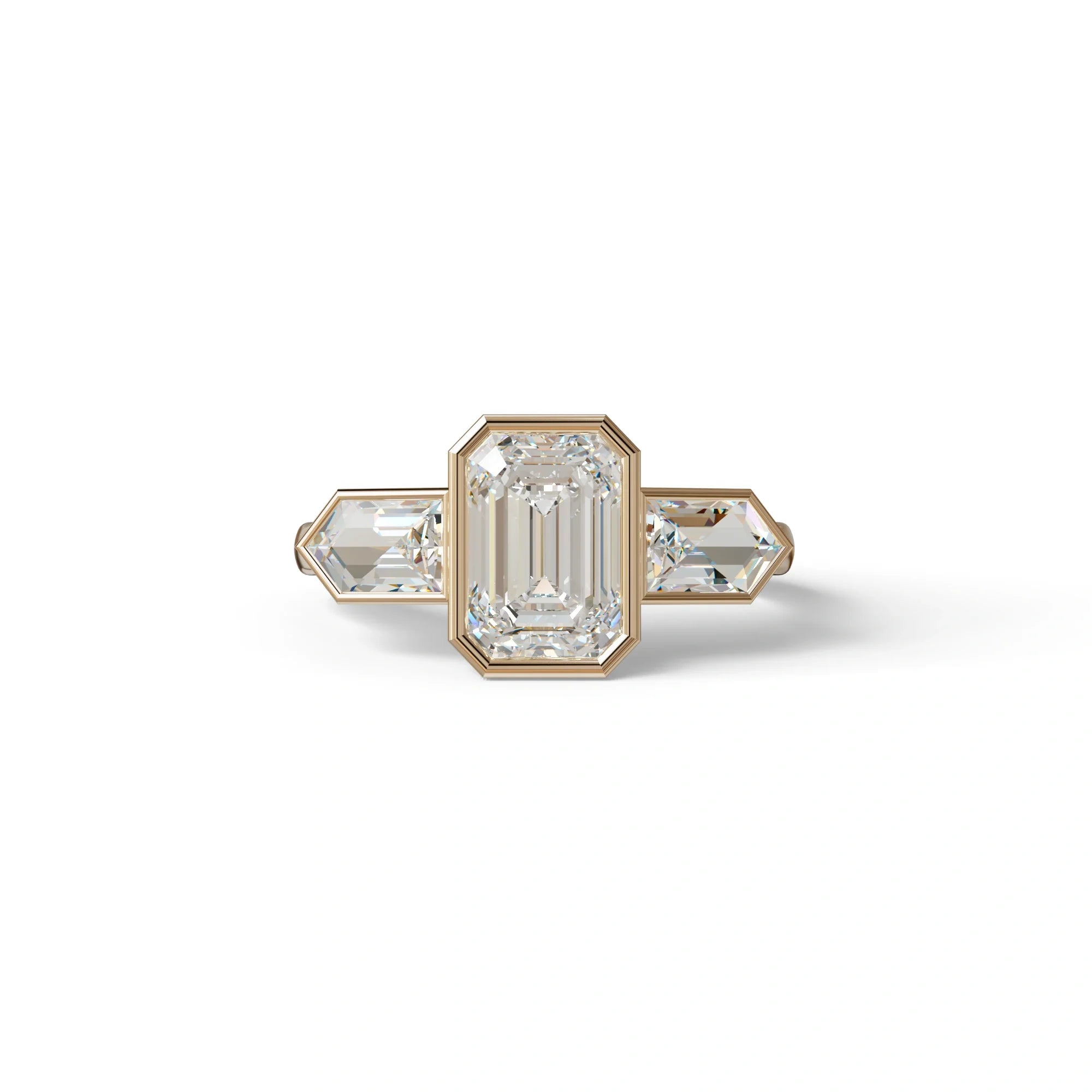 3 Ct E/VVS Emerald Cut Lab Diamond Ring - Lumons - 10K Solid Gold / Rose Gold