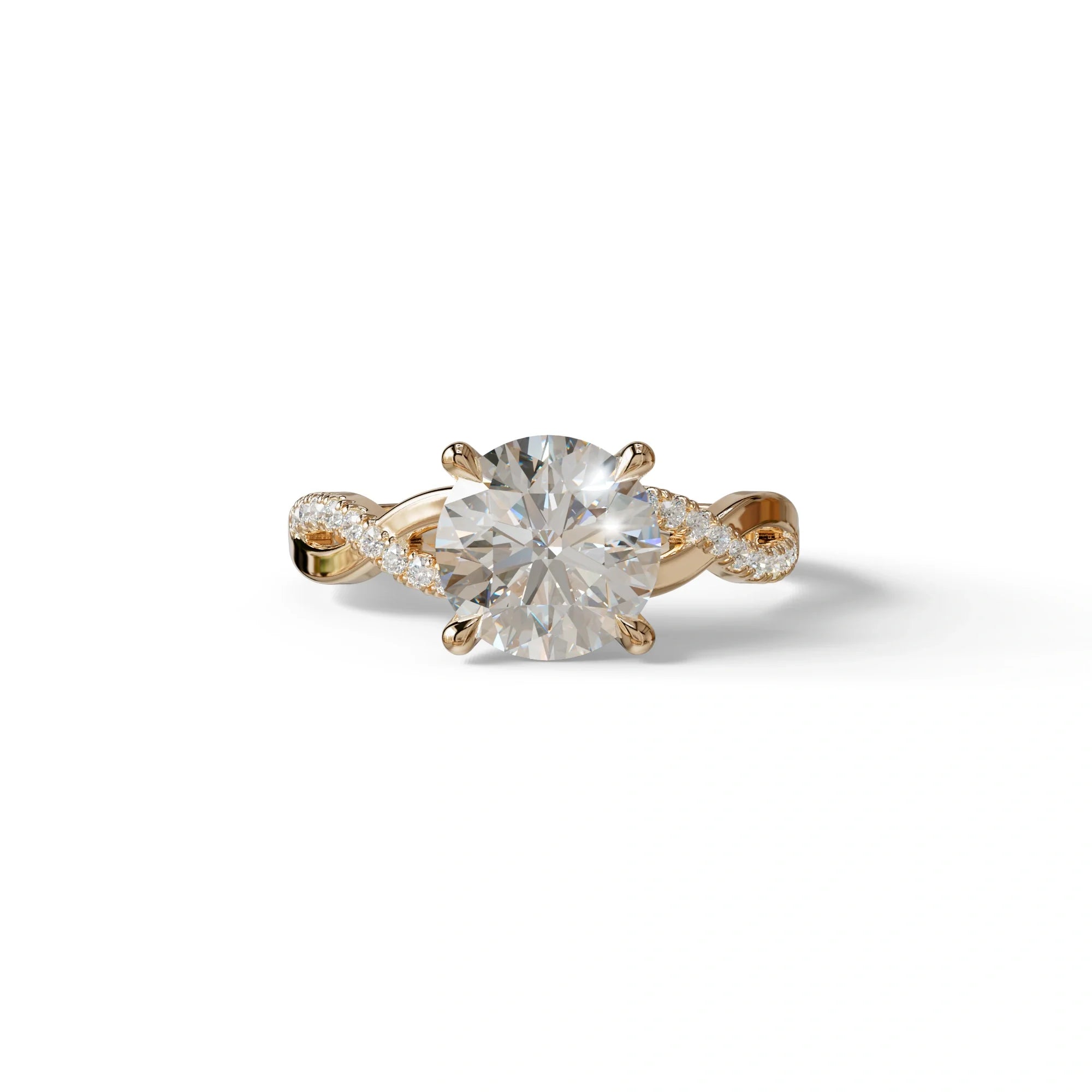 E VVS 3 Carat Round Cut Lab Diamond Ring - Infinity Cross - 10K Solid Gold / Rose Gold