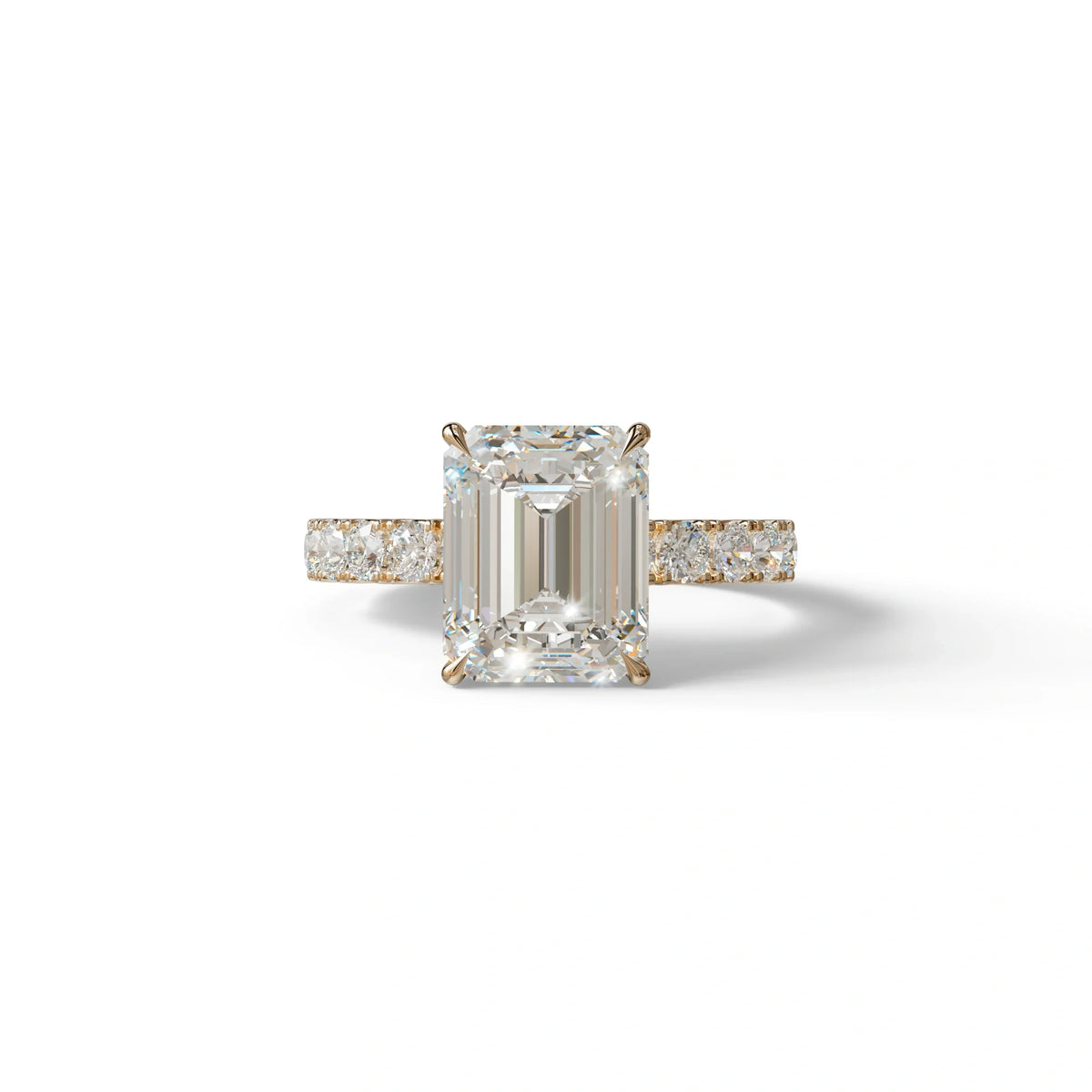 3 Carat E VVS Emerald Cut Lab Diamond Hidden halo Engagement Ring - Luminary - 10K Solid Gold / Rose Gold