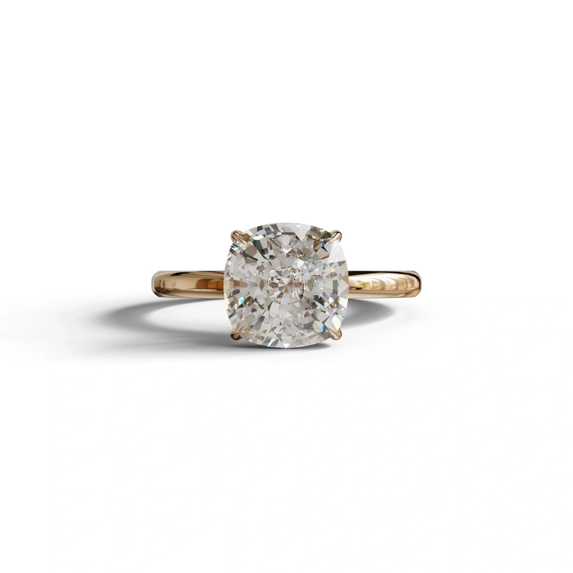 E VVS Cushion Cut Solitaire Lab Grown Diamond Engagement Ring Mesmera - 2 Carat / 10K Solid Gold / Rose Gold