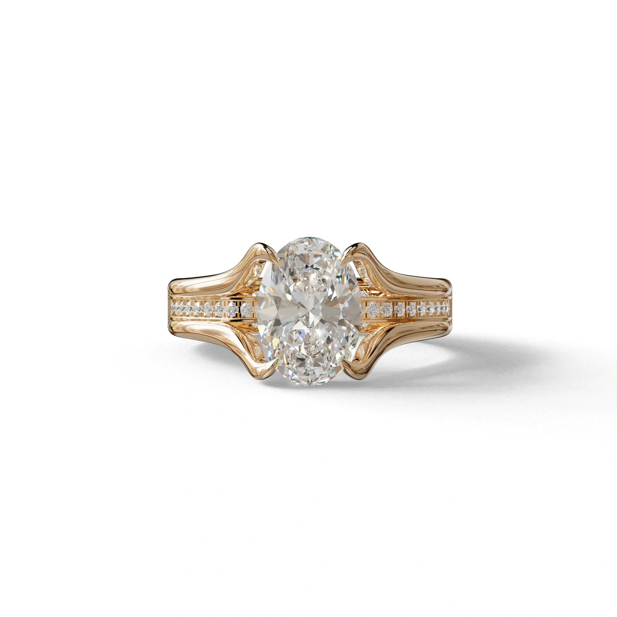 3 Carat E VVS Oval Cut Lab Diamond Engagement Ring - Beverly - 10K Solid Gold / Rose Gold